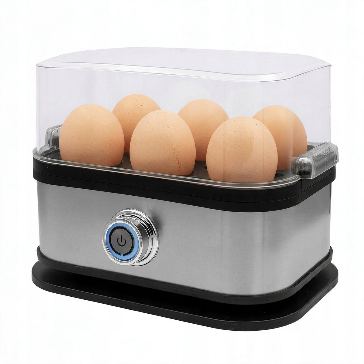 Electric Egg Cooker 6 Eggs 200W Automatic Scoop Silver Packaging status original