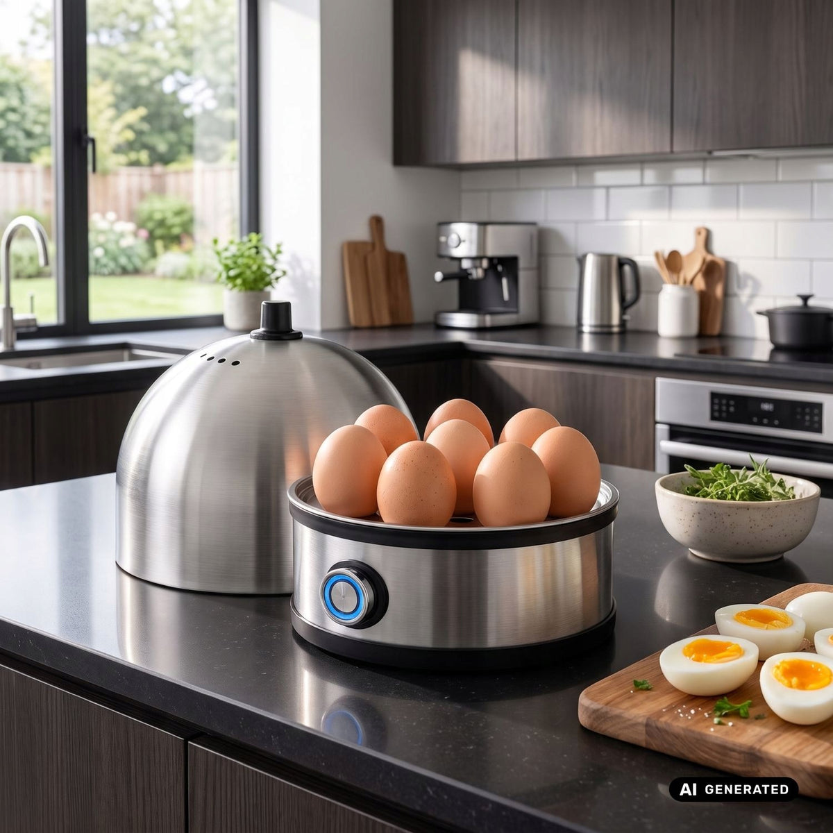 Electric Egg Cooker for 7 Eggs Stainless Steel 200W Automatic Steel Manufacturer code GB357