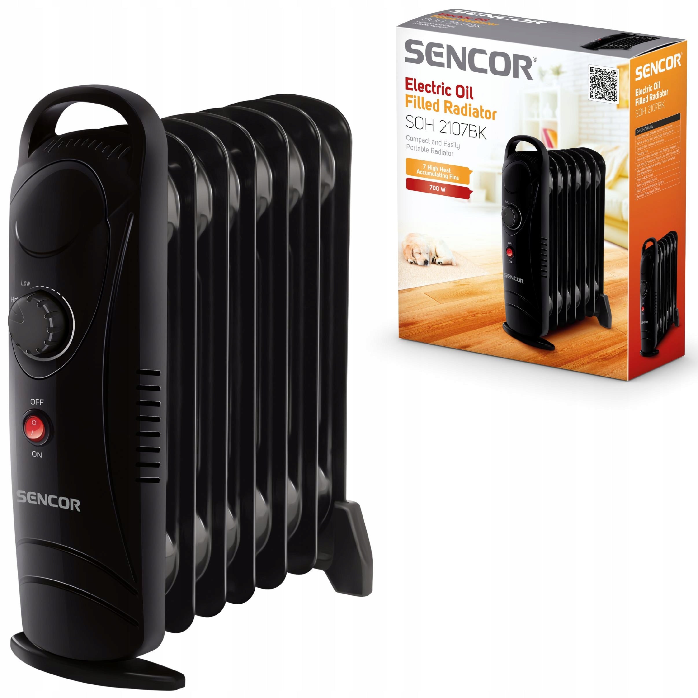 Electric Energy Saving Oil Heater Sencor SOH2107BK 700W