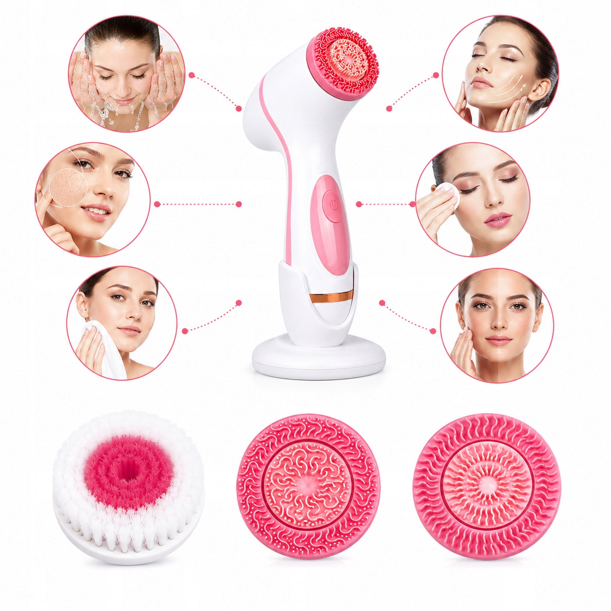 Electric Face Brush Washer Rotating Massager 3in1 USB Stand Brand no brand