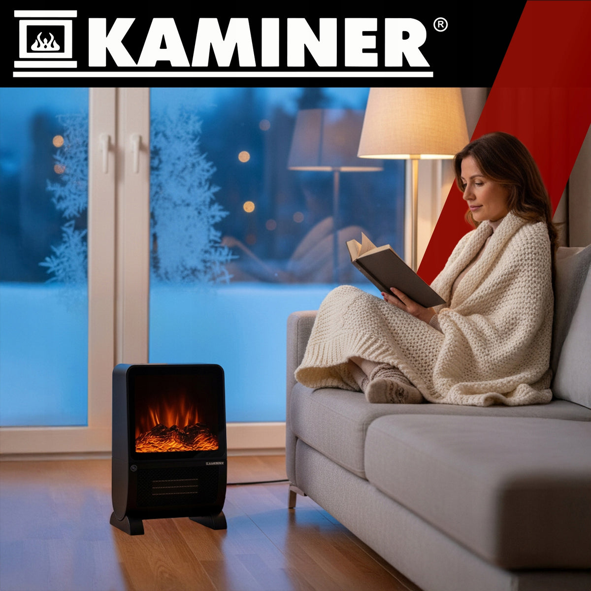 Electric Fireplace Heater 2000W Ceramic Flame Effect Oven + Remote Control Packaging status original