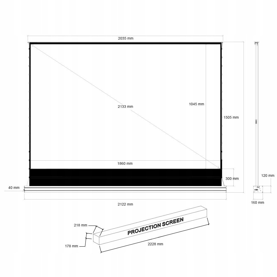 Electric Floor Projection Screen 84 inch 16:9 4K Spacetronik Strong Manufacturer code PRS-GE01-84PUA-169