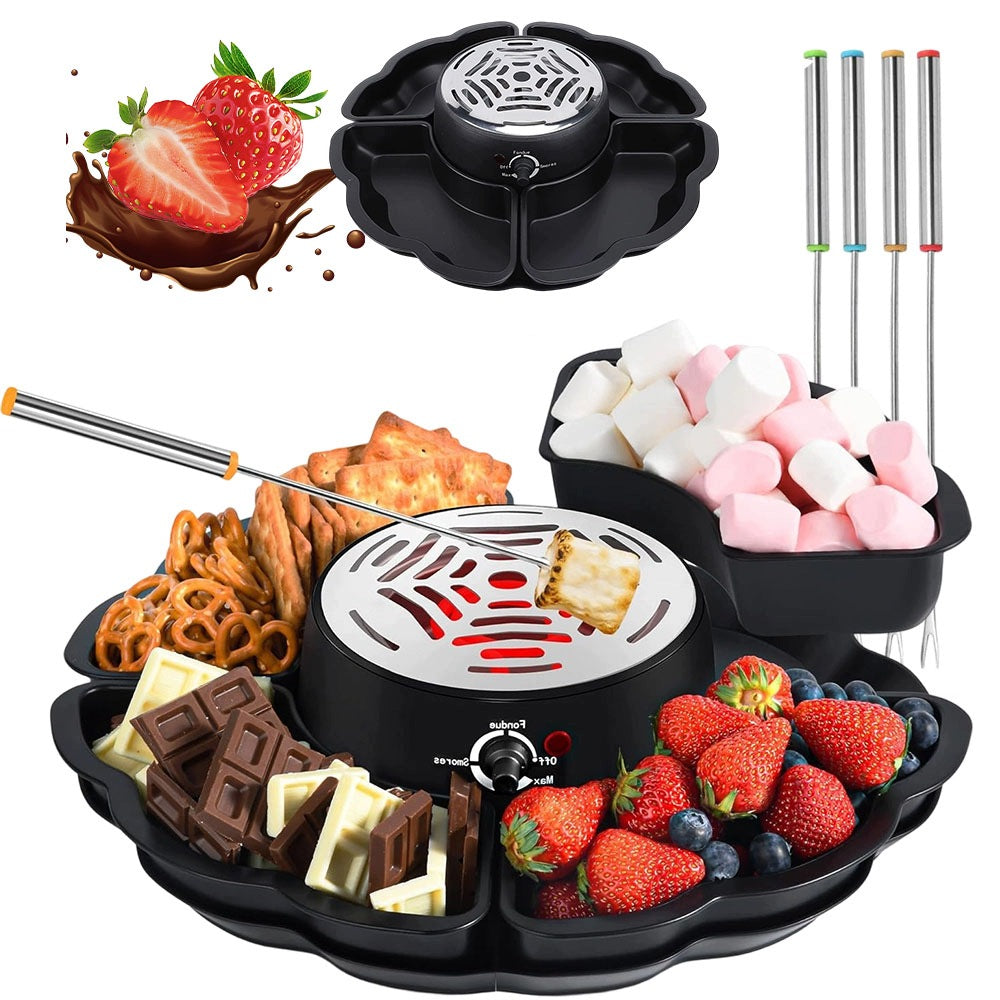 Electric Fondue Set for Roasting Marshmallows with Chocolate and Adjustable Heat