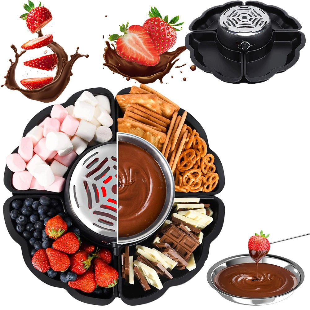Electric Fondue and Marshmallow Roasting Set with 4 Forks, Black, 280W