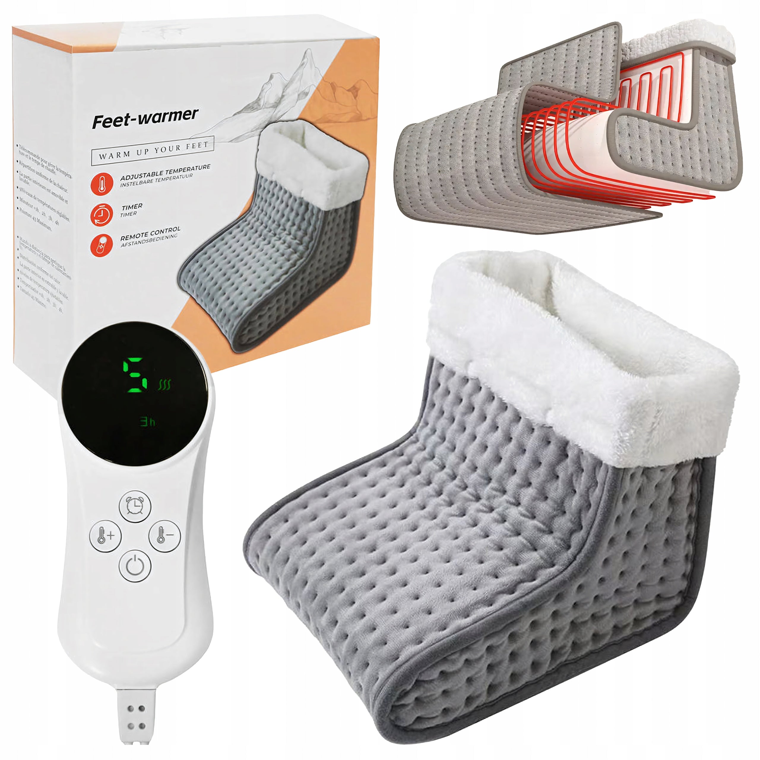 Electric Foot Warmer Leg Warmer with Remote Control Soft 9 Levels Power