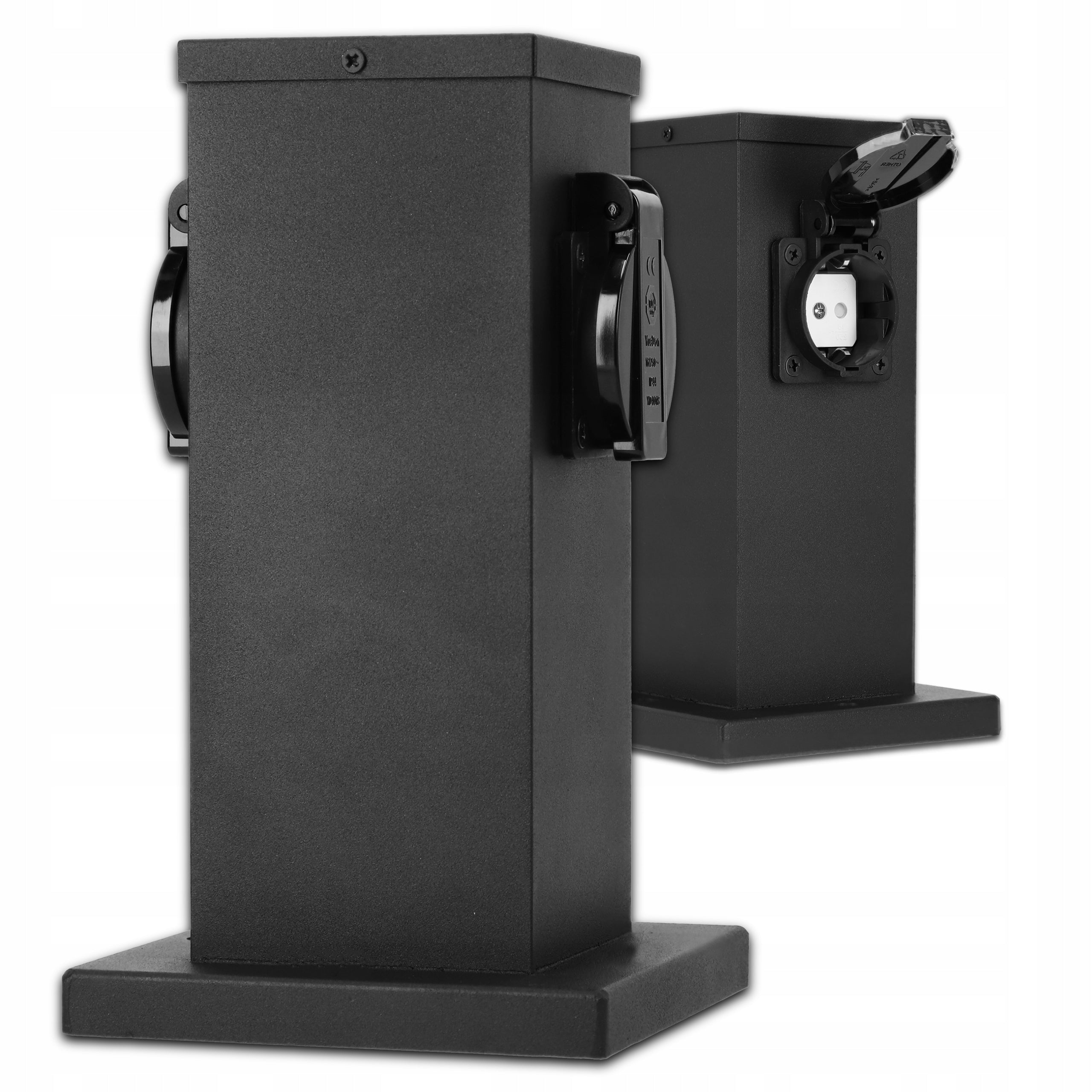 Electric Garden Pole 2X Socket 230V Hermetic IP44 Black