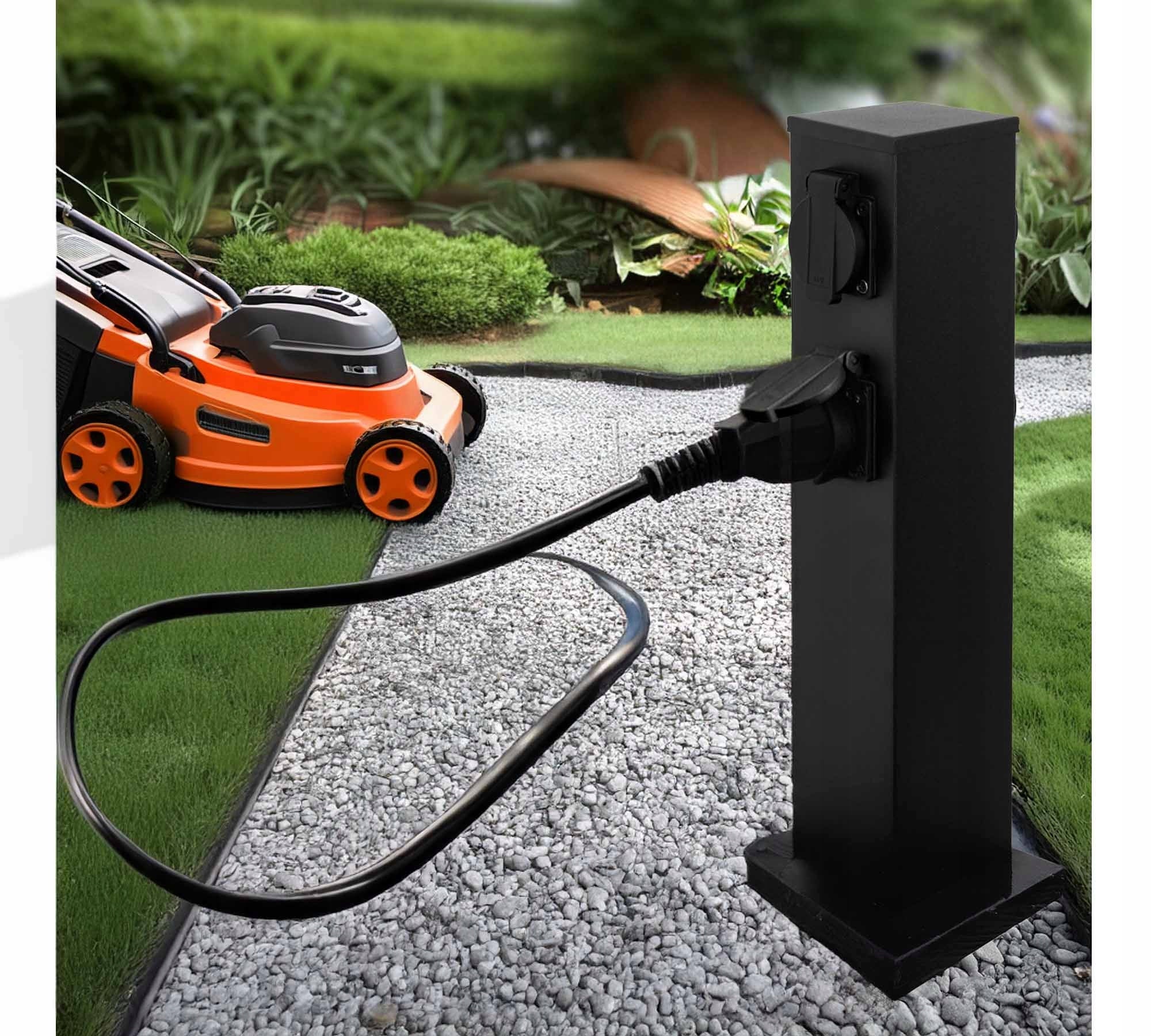 Electric Garden Post 40cm 4x Hermetic Socket 230V Garden Lamp Product height 40 cm