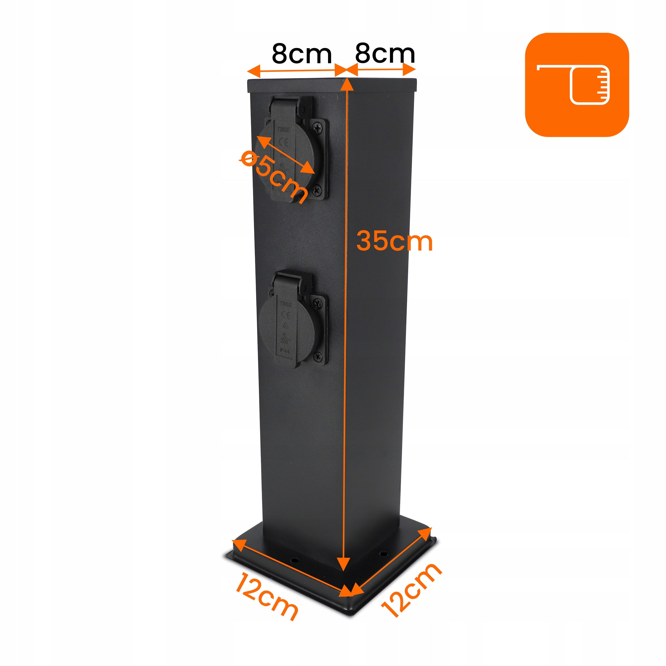 Electric Garden Post 4X Socket 230V Hermetic IP44 Black Standing Manufacturer code 7115