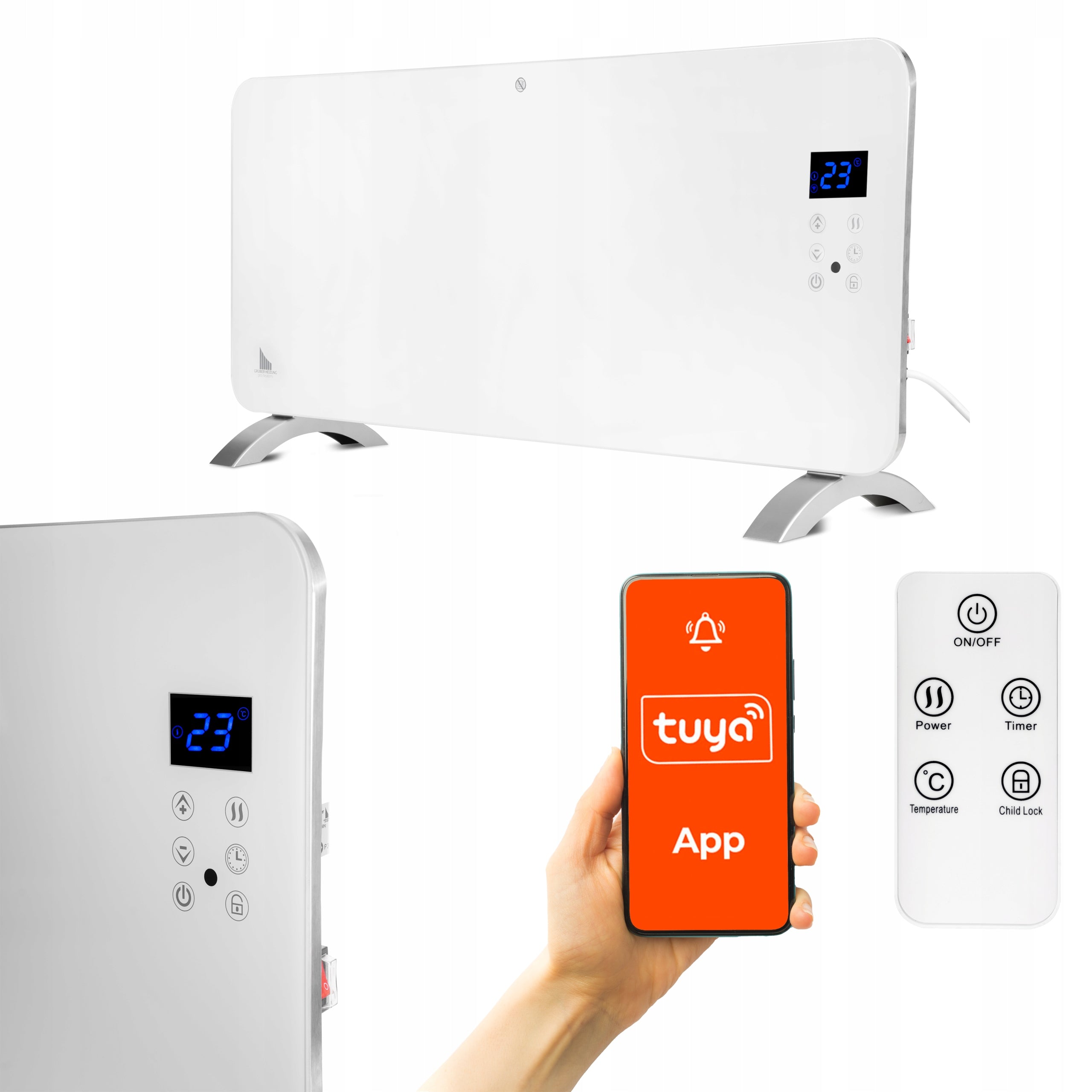 Electric Glass Heater 2000W LED WiFi