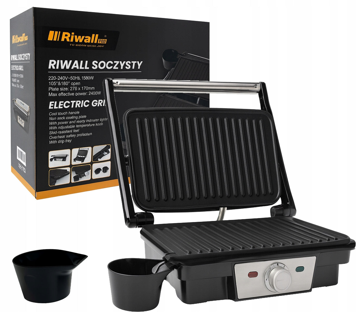Electric Grill Toaster Riwall Juicy Panini 1800W Nonstick