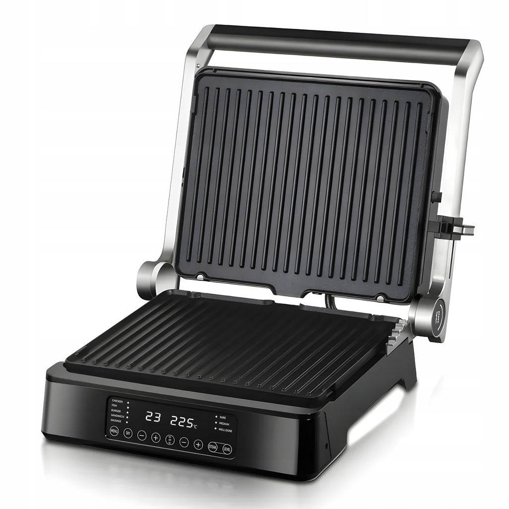 Electric Grill Waffle Iron Toaster Panini Programmer Large 2000W Brand Syncra