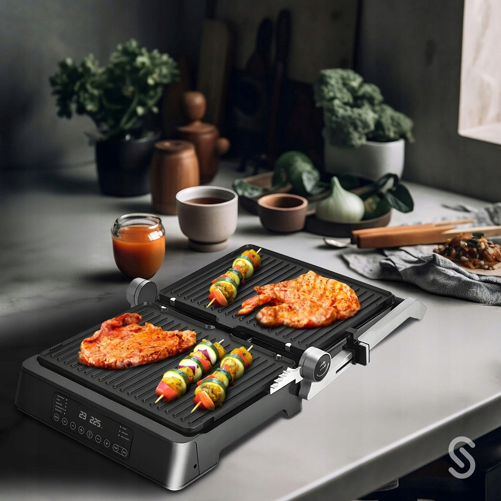 Electric Grill Waffle Iron Toaster Panini Programmer Large 2000W Power 2000 W