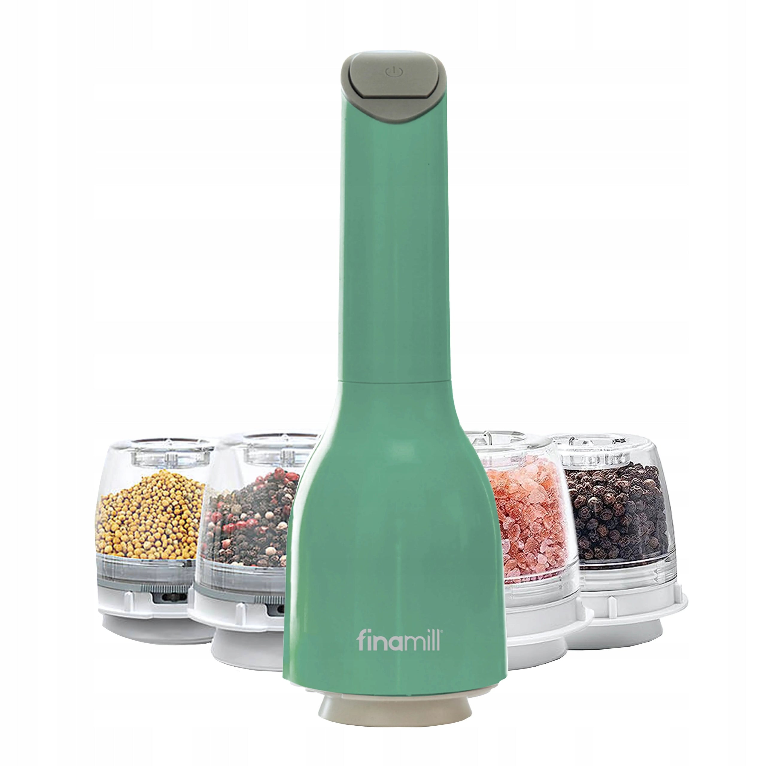 Electric Grinder for Salt Pepper and Spices Finamill +2 Containers Green Manufacturer code GP180134-12SAG
