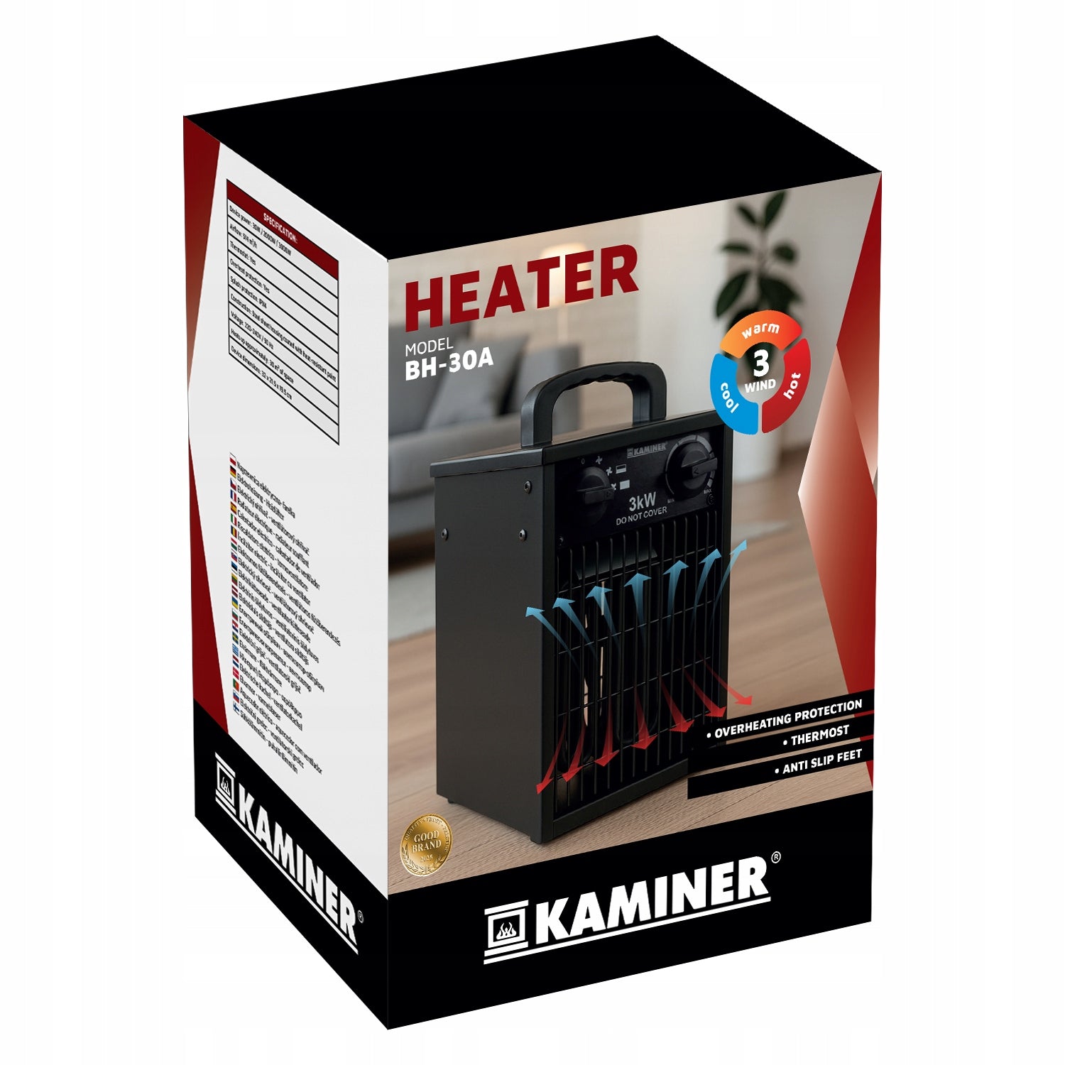 Electric Heater 3000W Kaminer Farelka Heater with Thermostat Strong Manufacturer code 00026072