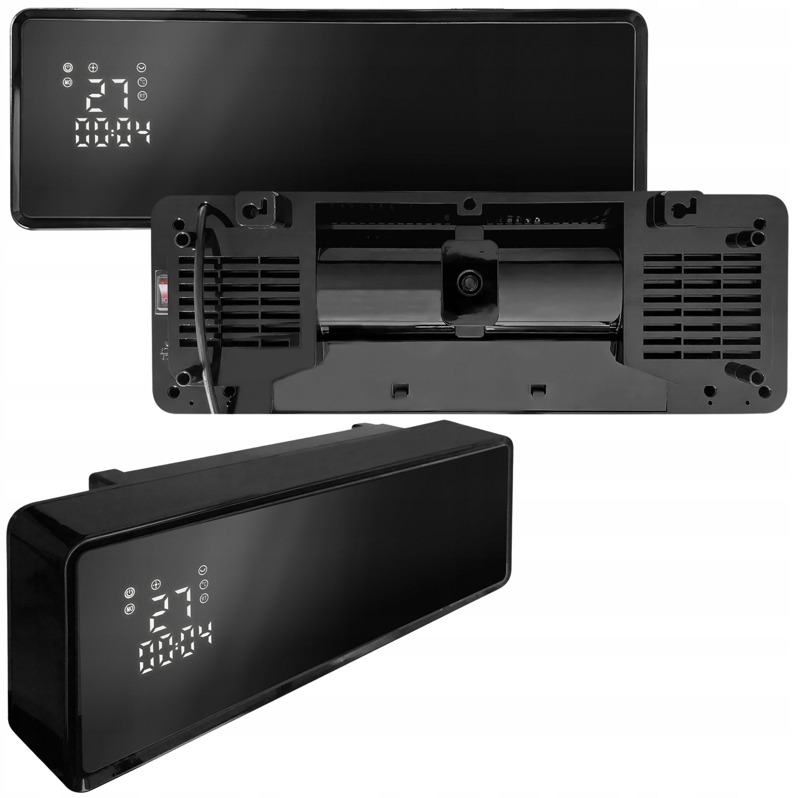 Electric Heater Air Curtain Glass + Remote Control 2000W Black Kind with electric heater