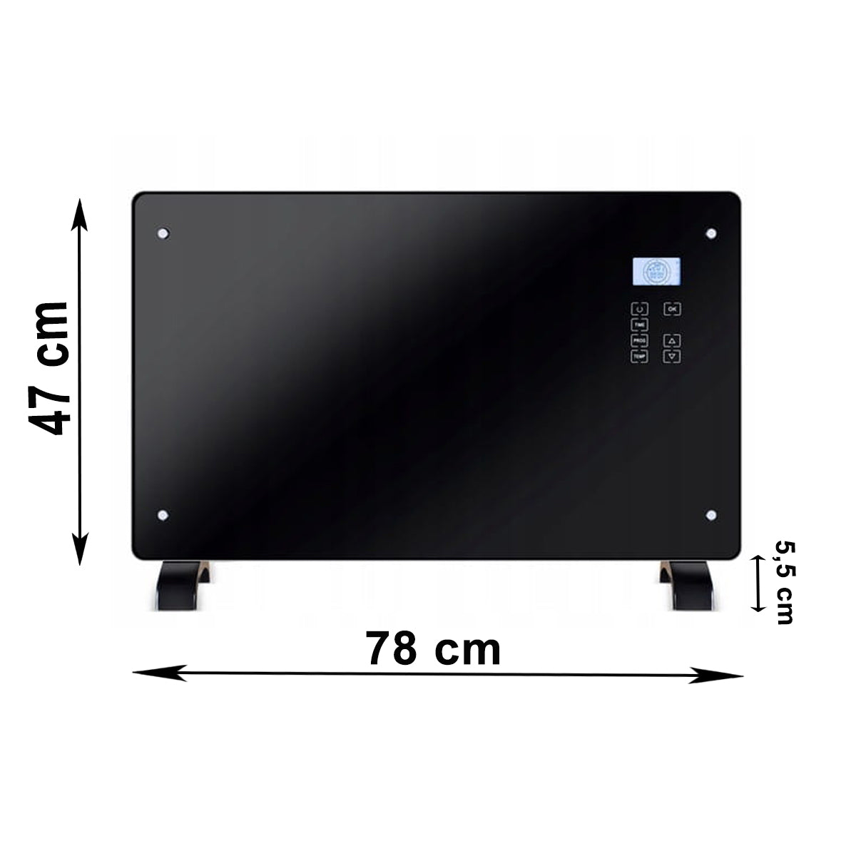 Electric Heater Flat Panel Glass Portable Wall Mounted Convector 2000W Packaging status original