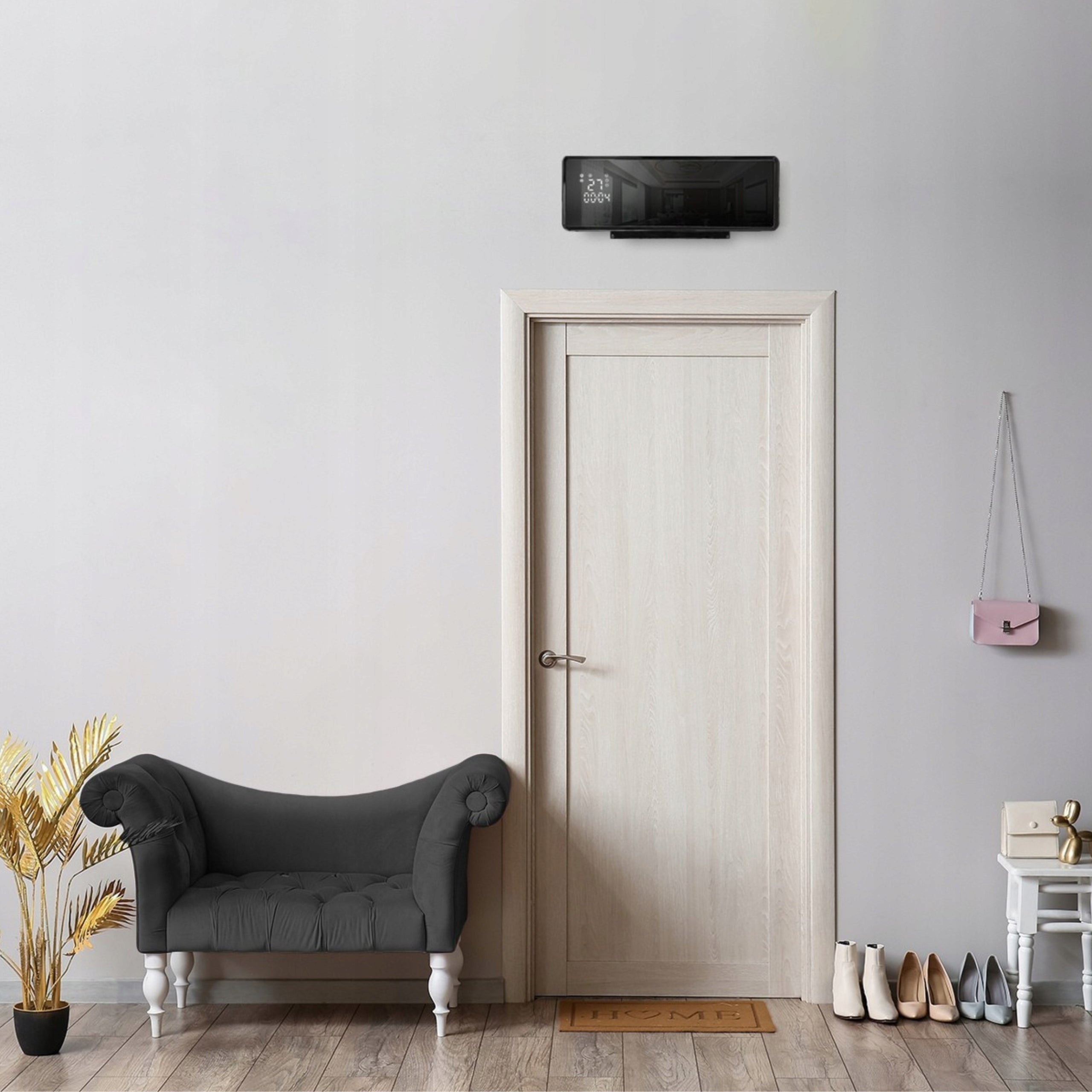 Electric Heater Glass + Remote Control Black 2000W Air Curtain Packaging status original