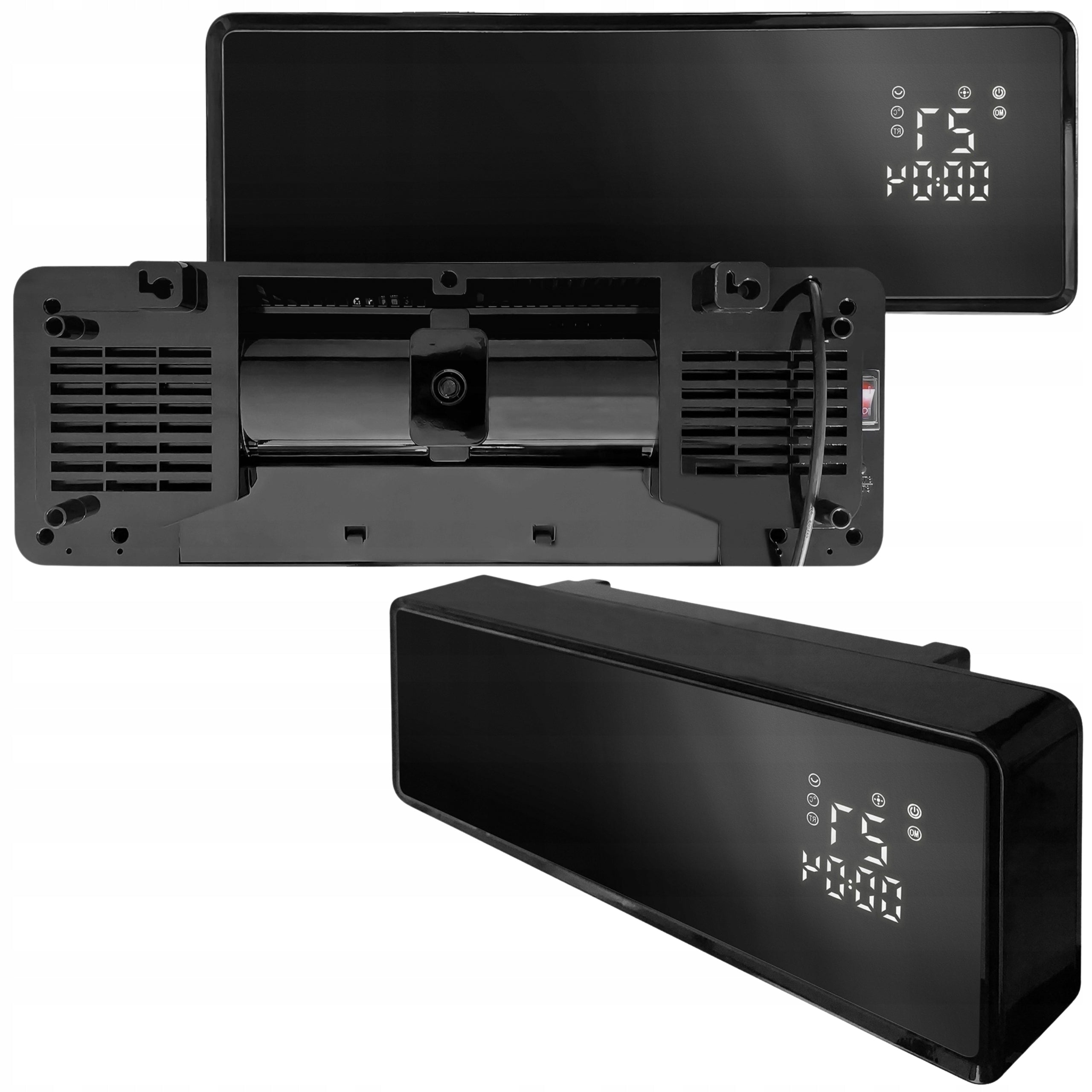 Electric Heater Glass + Remote Control Black 2000W Air Curtain
