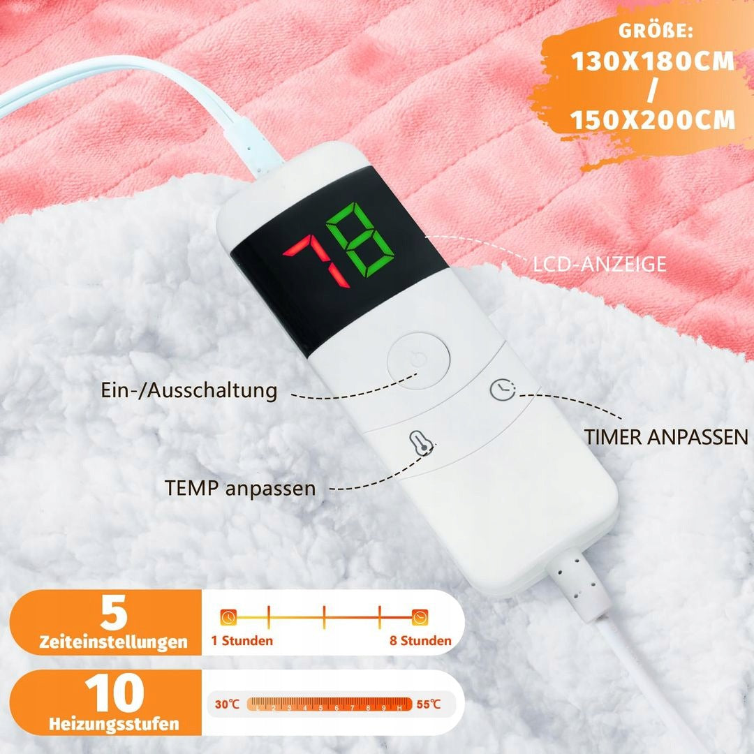 Electric Heating Blanket 150x200 cm Flannel Sherpa 10 Levels Brand no brand
