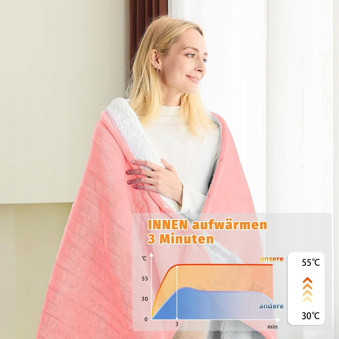 Electric Heating Blanket 150x200 cm Flannel Sherpa 10 Levels Medical device no