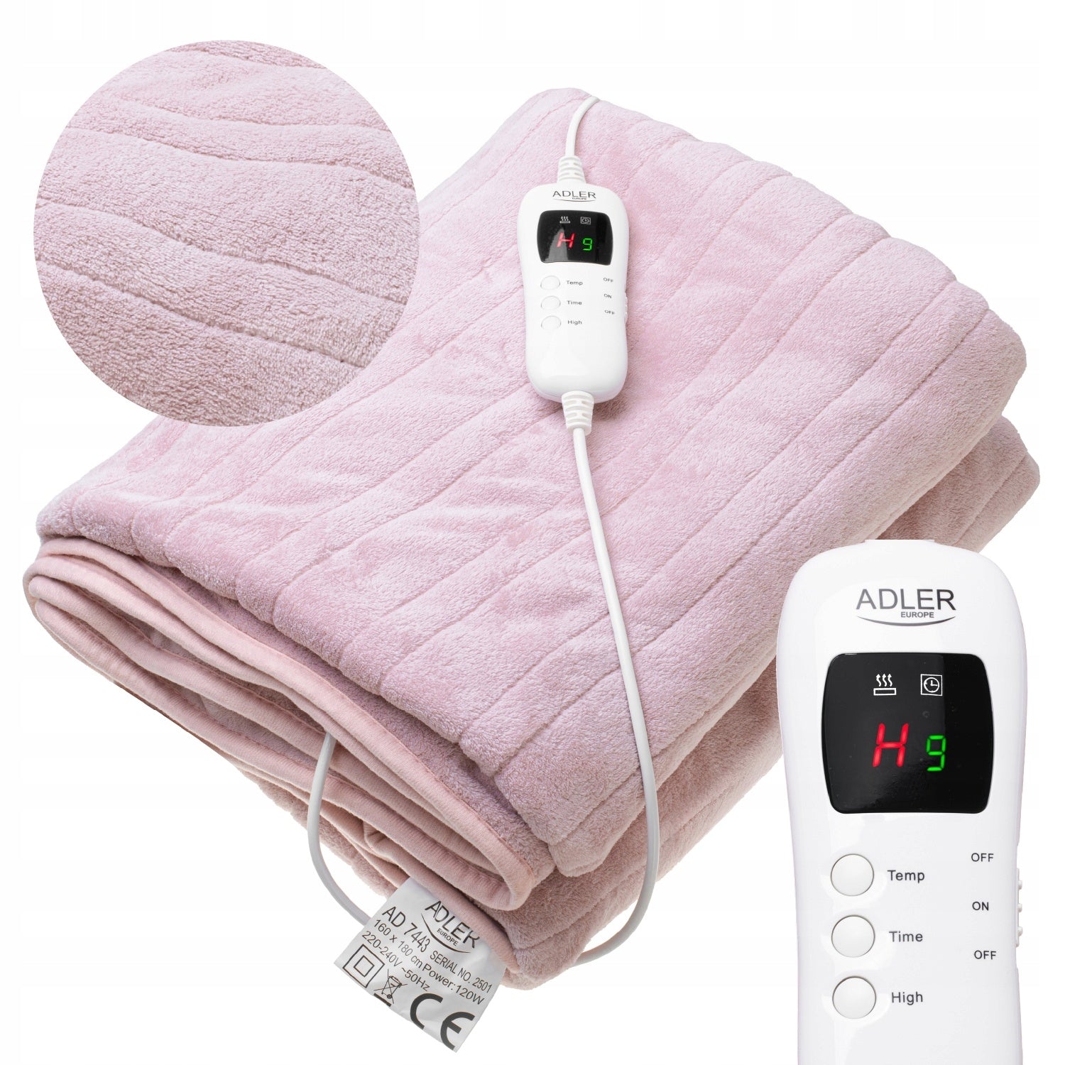 Electric Heating Blanket For Remote Control Thick Soft Heated Fleece AD7443