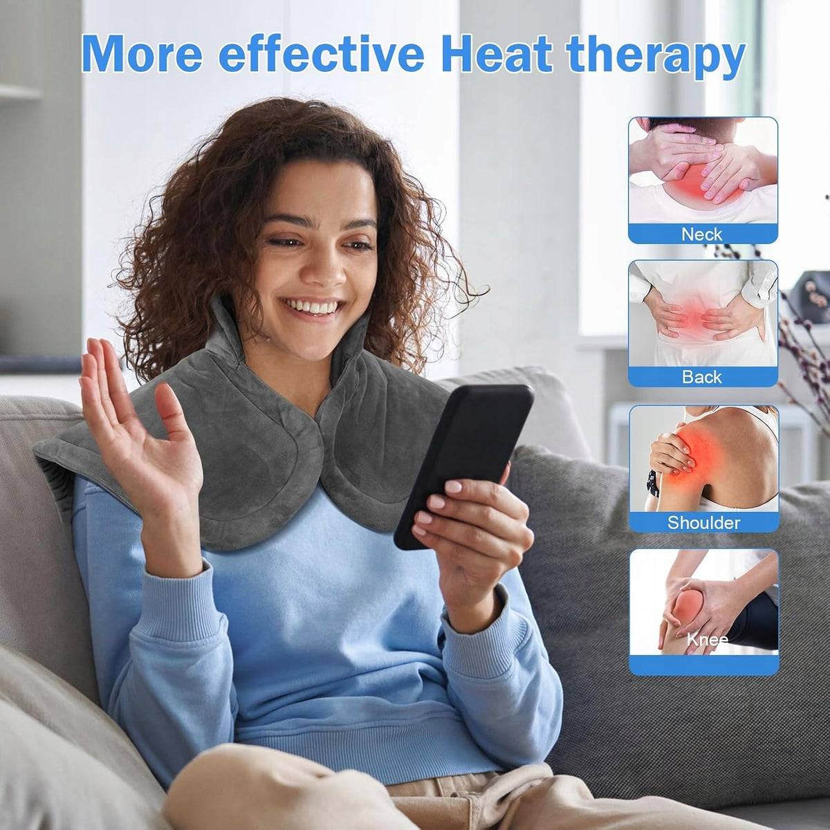 Electric Heating Mat for Neck and Shoulder Pain Relief Plug Grey Customs tariff code 85437090