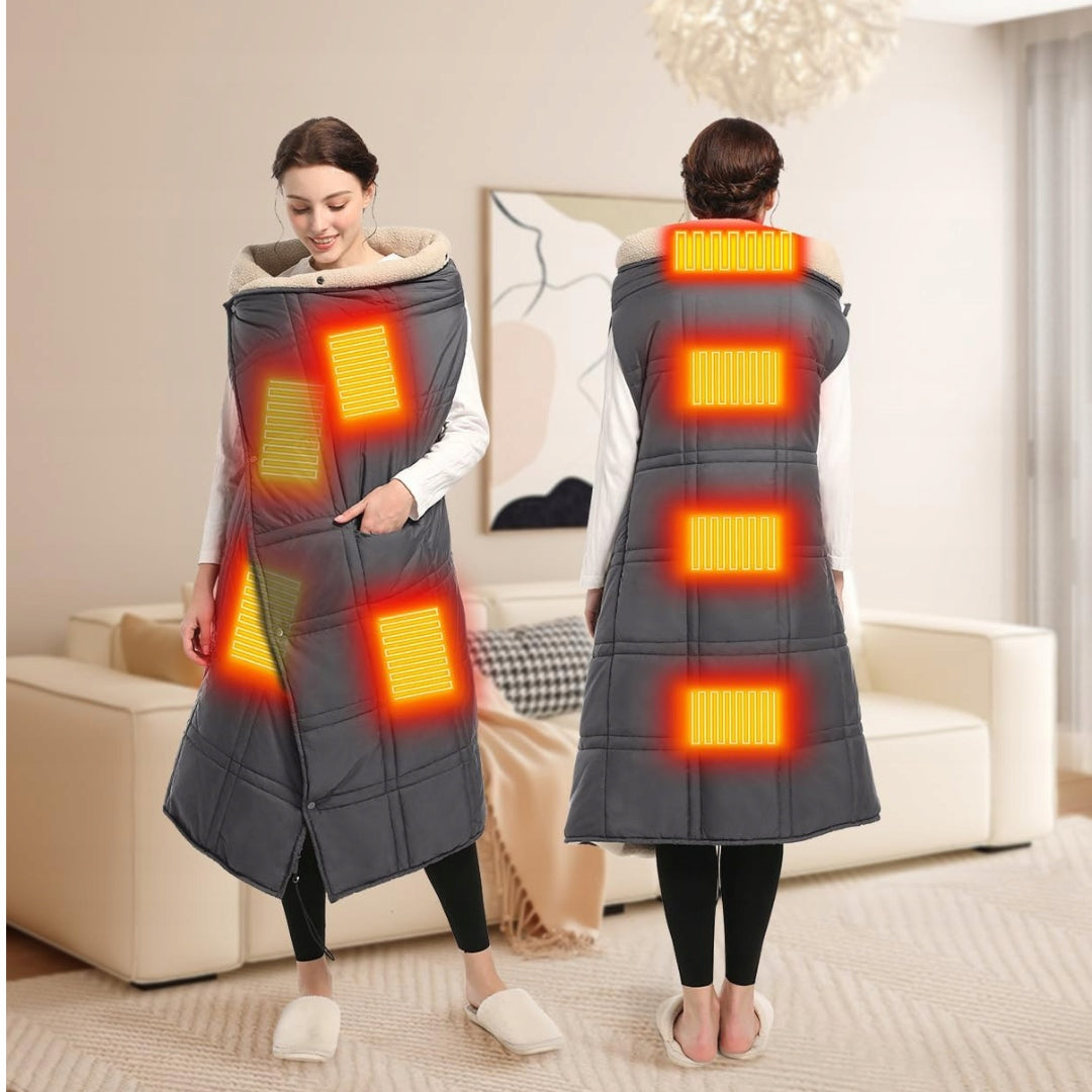 Electric Heating Pillow Blanket Pled Rechargeable 150x120 cm Large Black QV Packaging status original