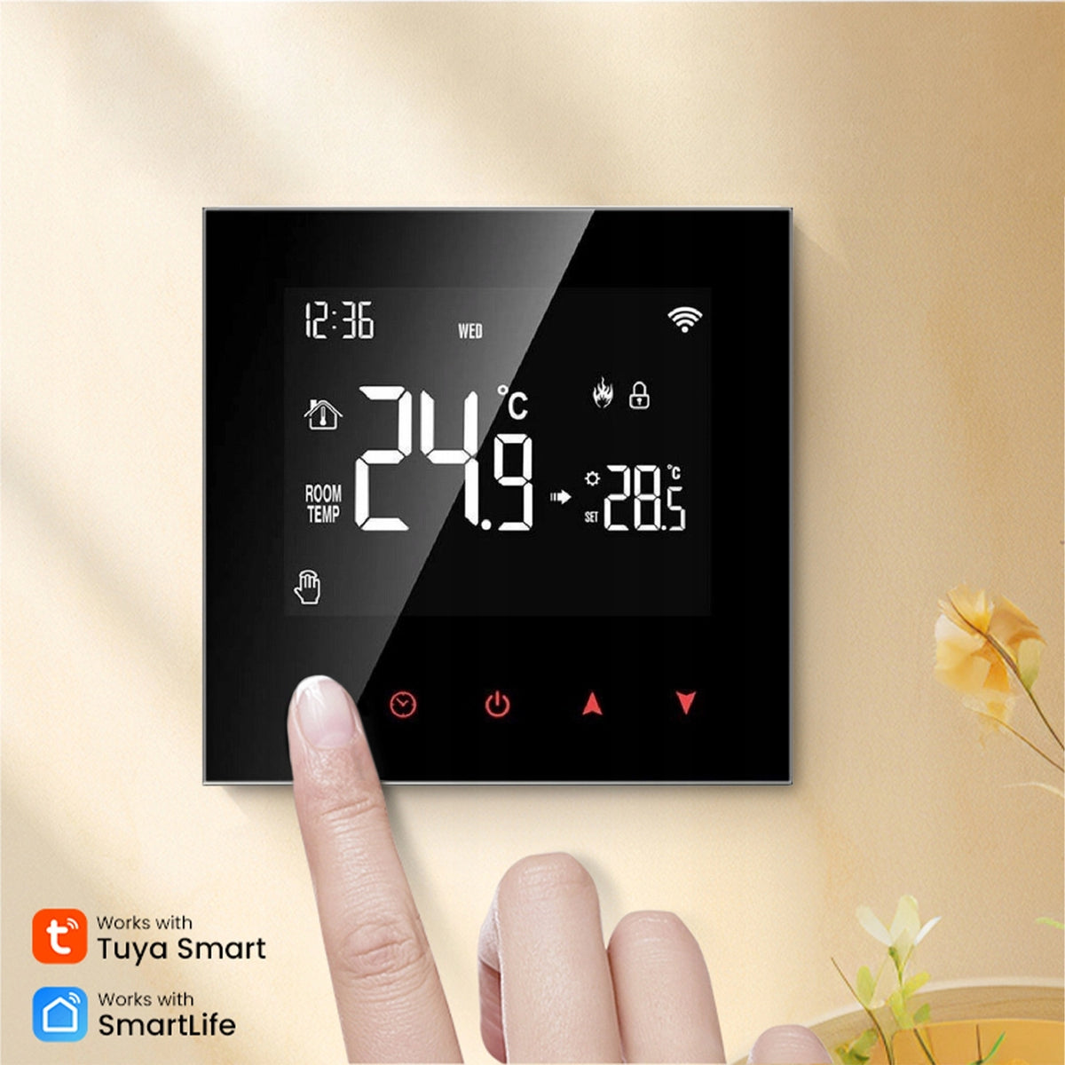 Electric Heating Thermostat Zigbee Tuya SMART 16A Avatto black Manufacturer code ZB-T01B