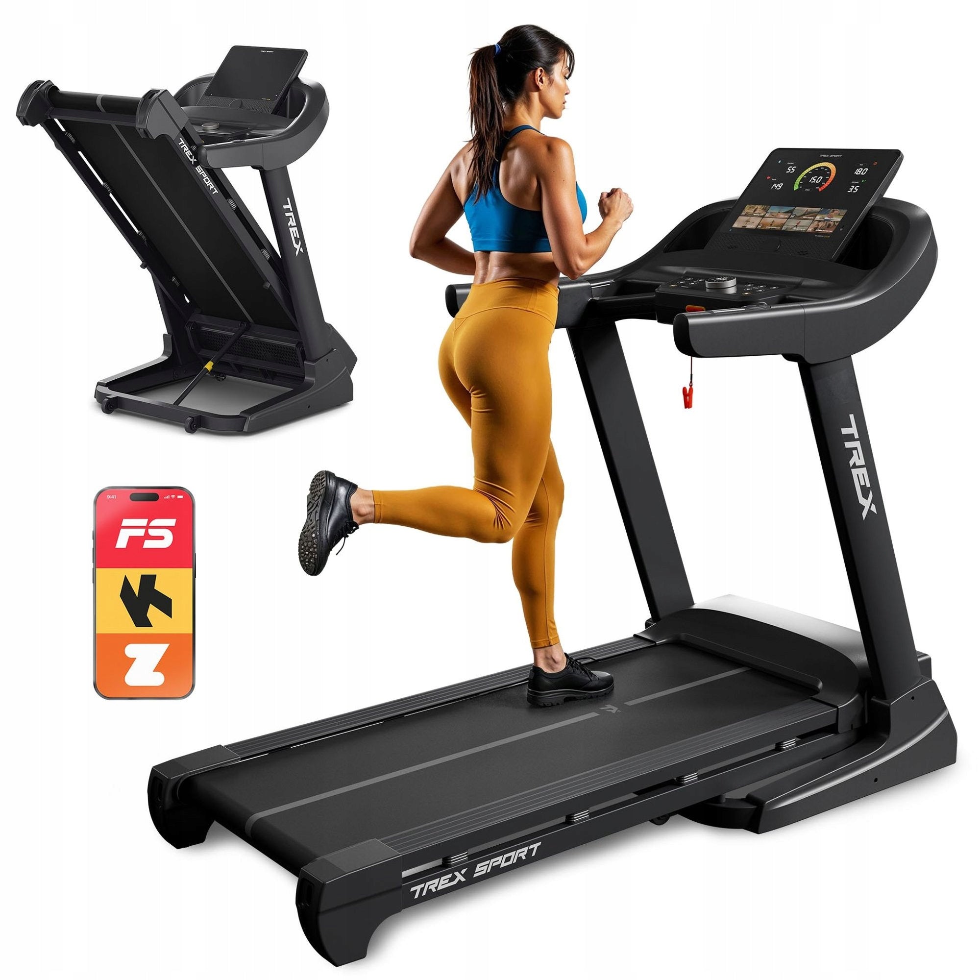 Electric Home Treadmill Folding Adjustable Angle 20 KM/H ROOK TREX SPORT