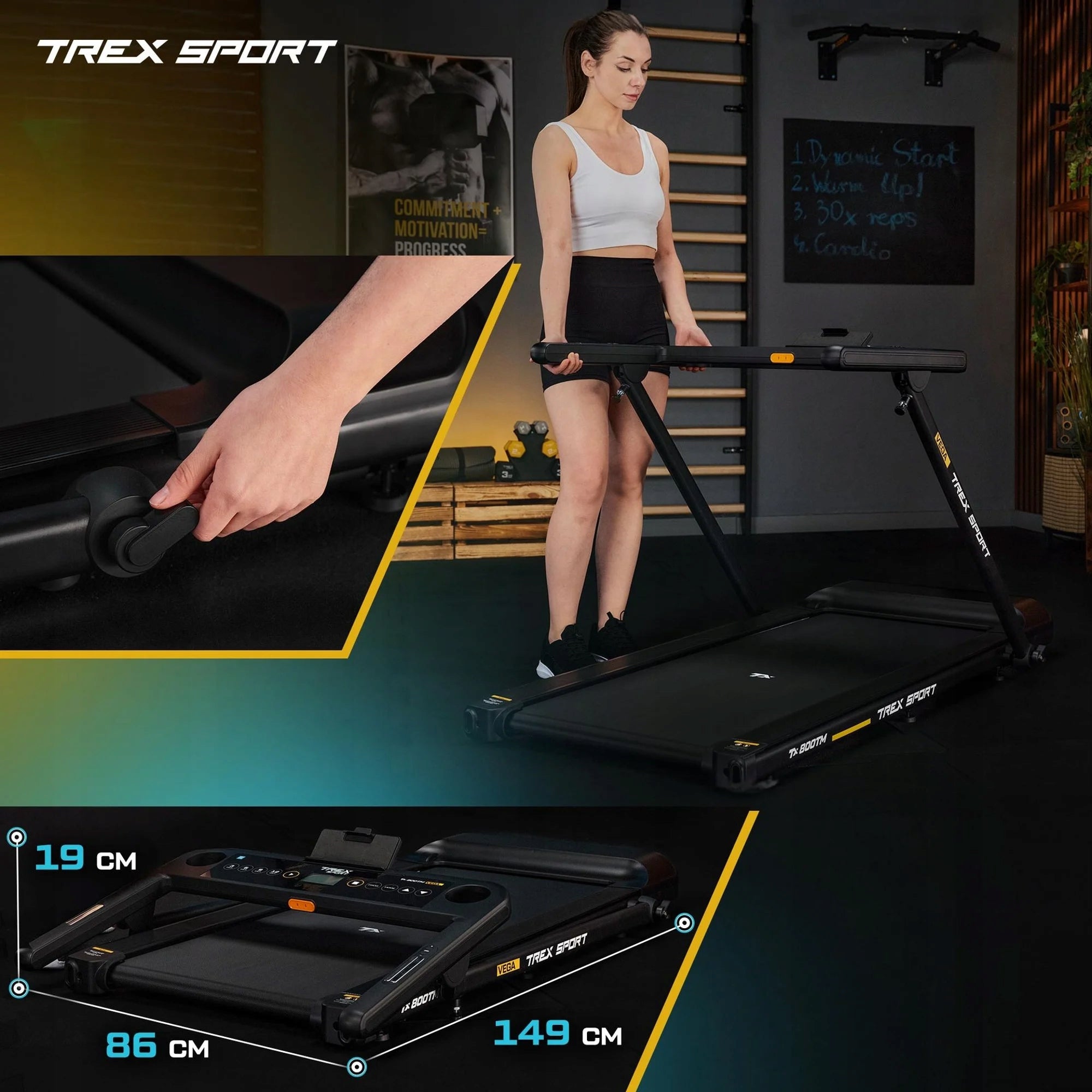 Electric Home Treadmill Folding Width 51 cm VEGA 16 KM/H TREX SPORT Model other
