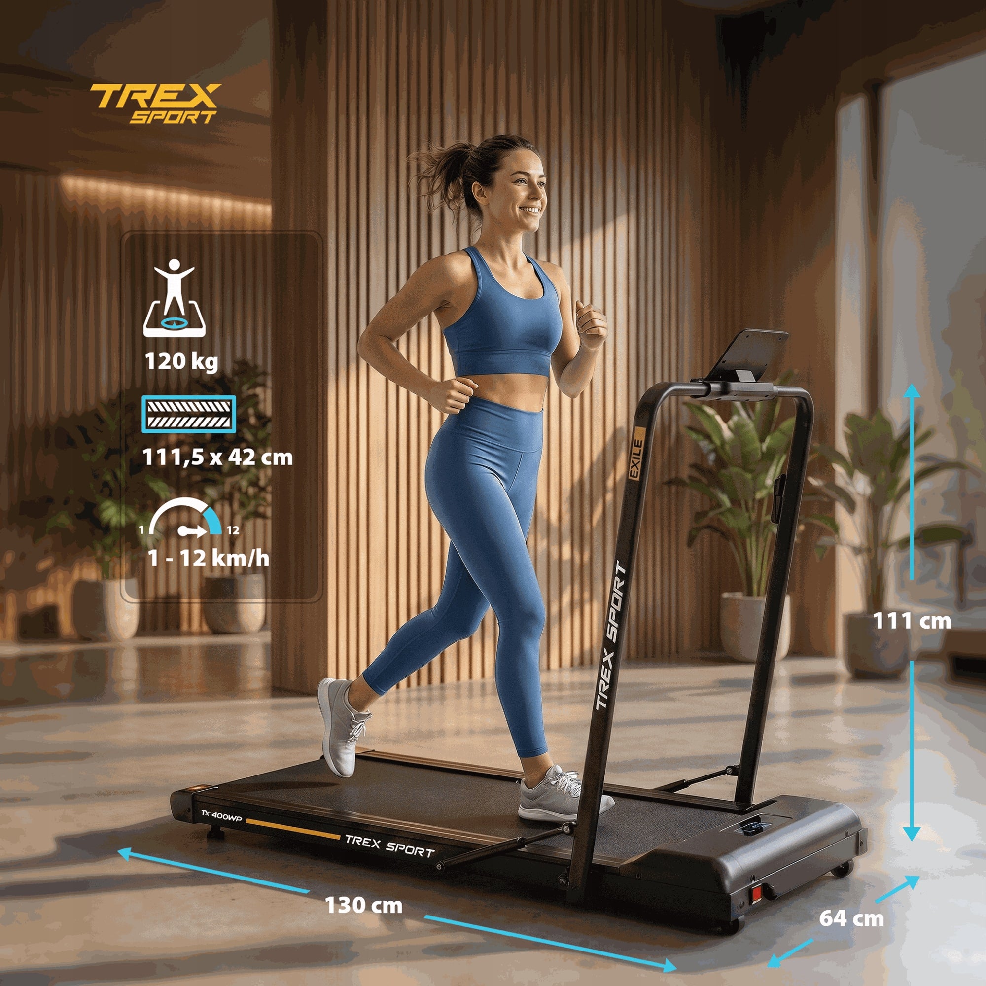 Electric Home Treadmill Folding for Walking 1-12 KM/H EXILE TREX SPORT Packaging status original