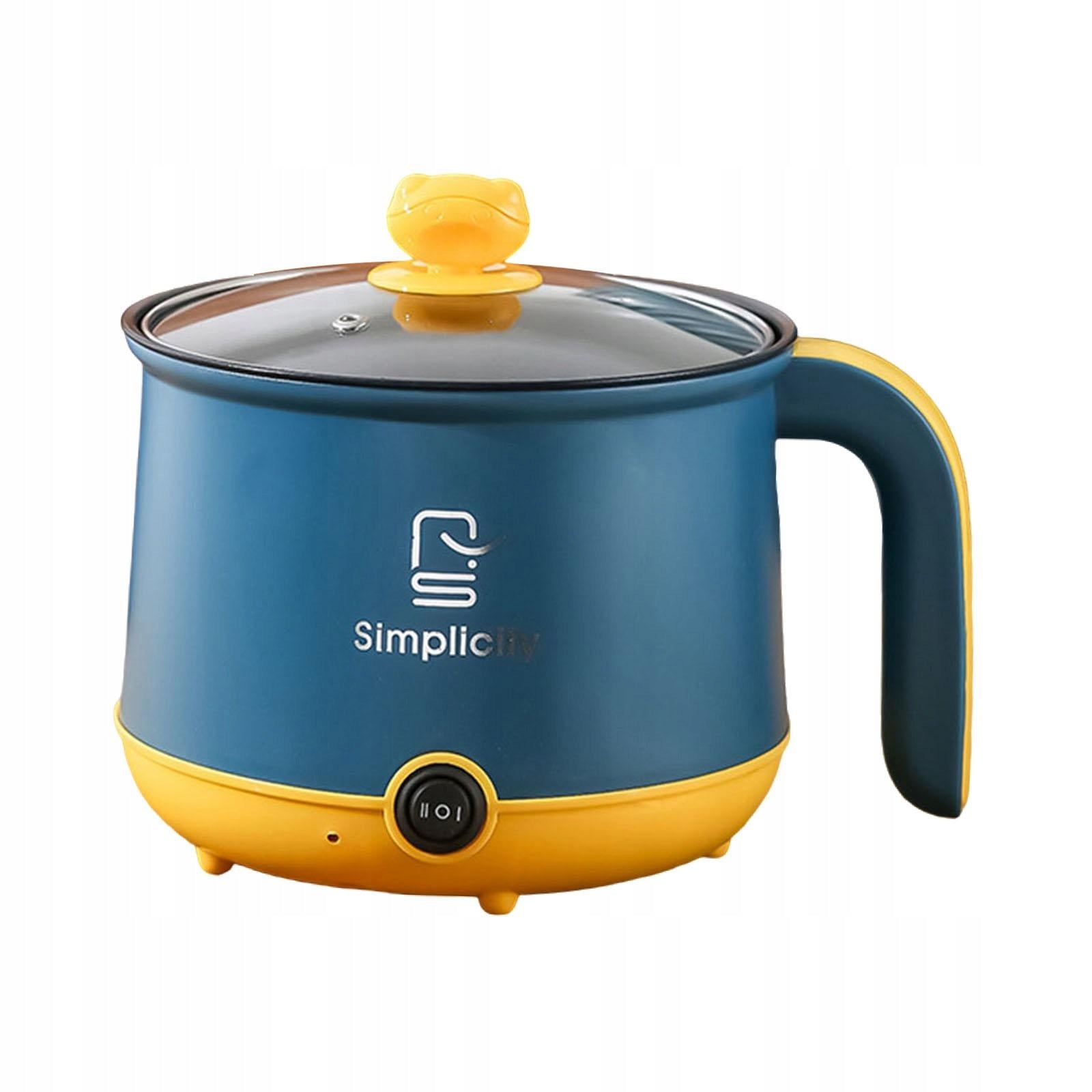 Electric Hot Pot 1.8L Portable Non Stick Cooking Noodle Cooker Lazy Blue Packaging status original