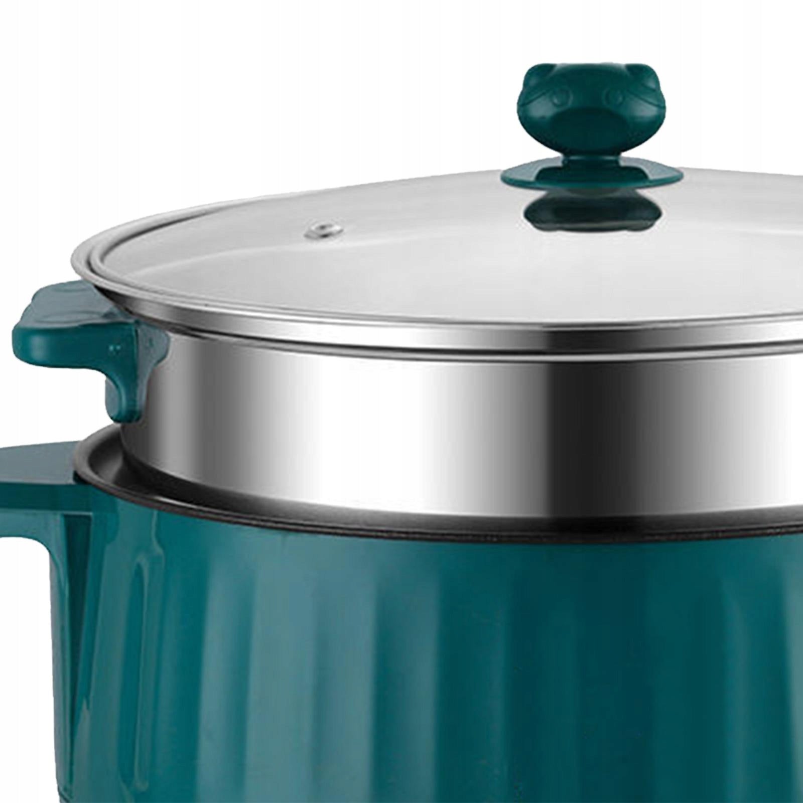 Electric Hot Pot Nonstick Household Multifunctional Green with Steamer Brand no brand