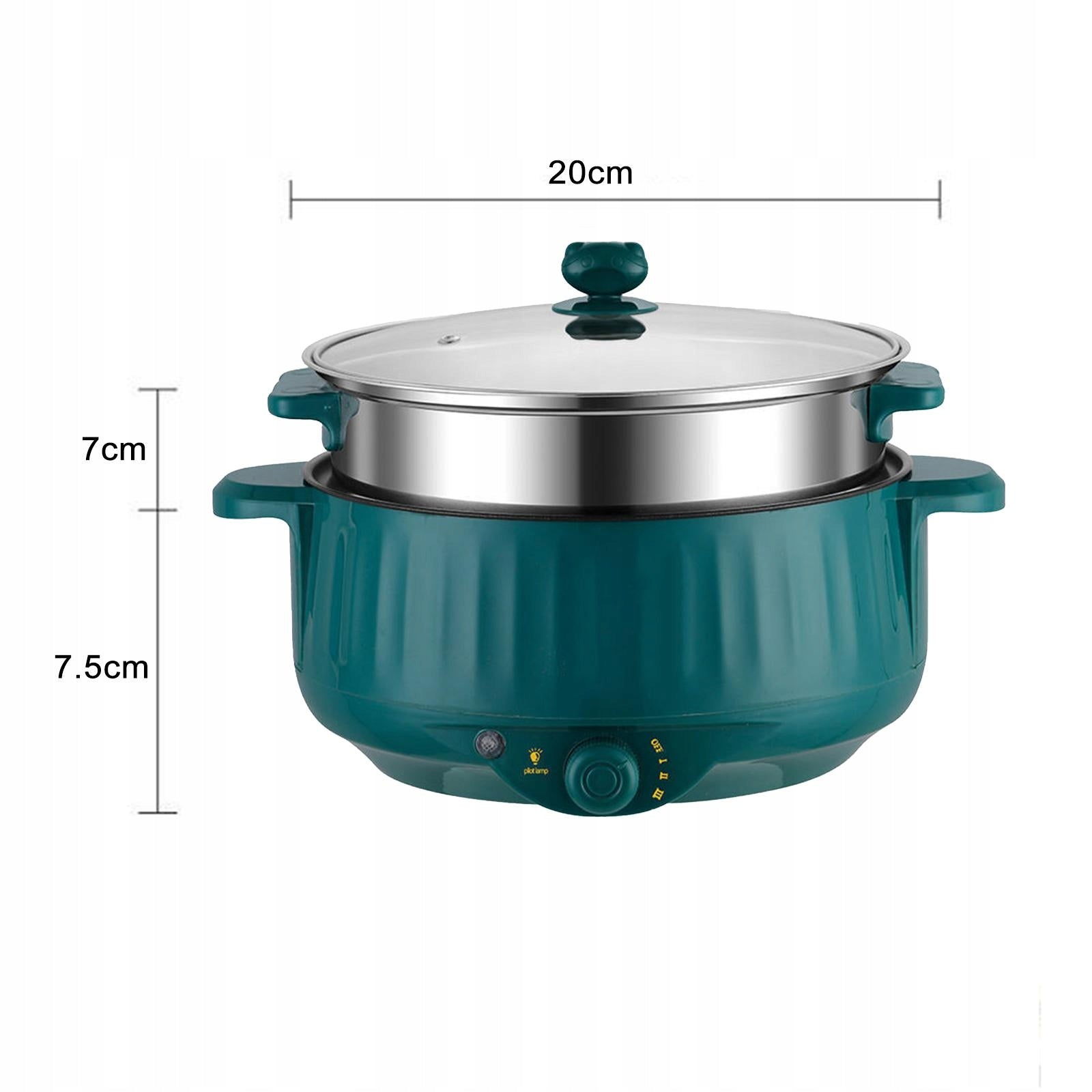 Electric Hot Pot Nonstick Household Multifunctional Green with Steamer Packaging status original
