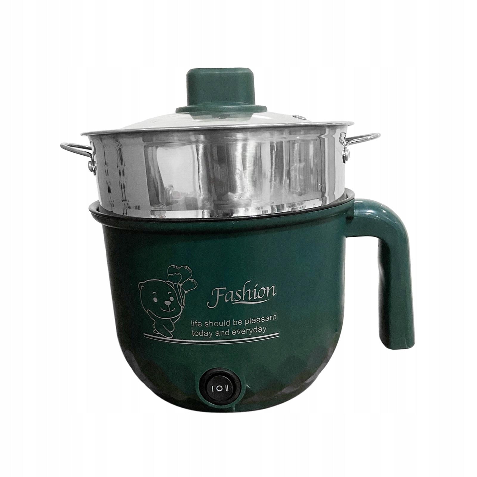 Electric Hot Pot Nonstick Multipurpose Electric Cooker with steamer Green Brand no brand