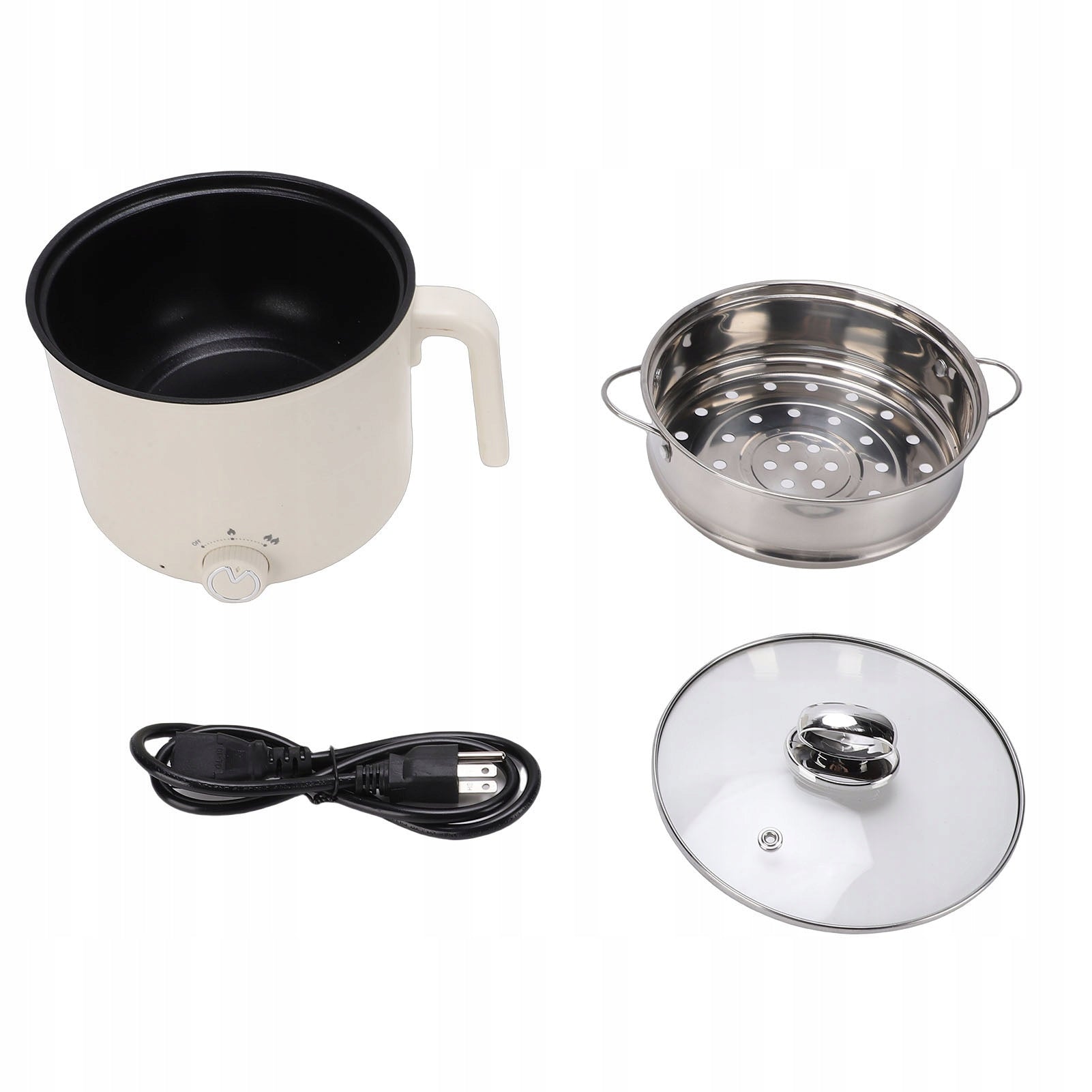 Electric Hot Pot with Steaming Basket Portable Multifun Dominant color multicolor