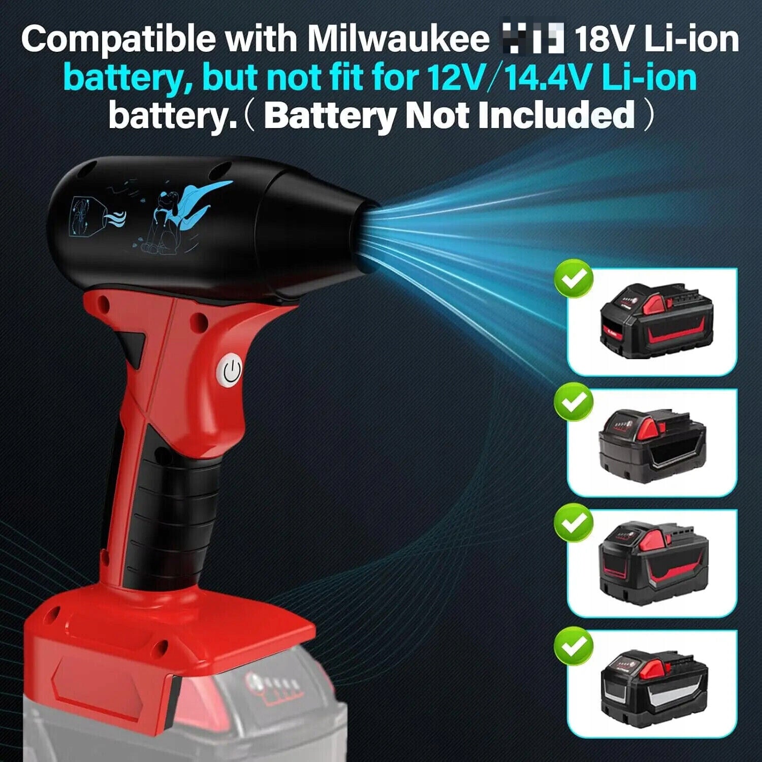 Electric Jobsite Blower for Milwaukee Battery Cordless Leaf Blower Handheld Brand no brand