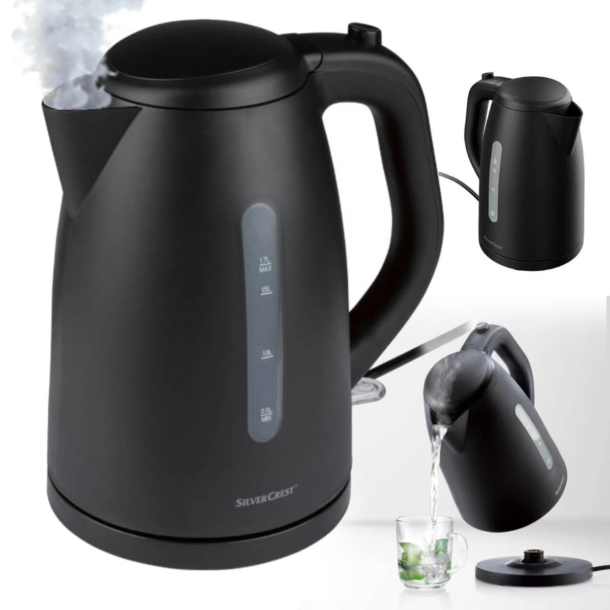 Electric Kettle 2200 W 1,7L Rotating Base, Black