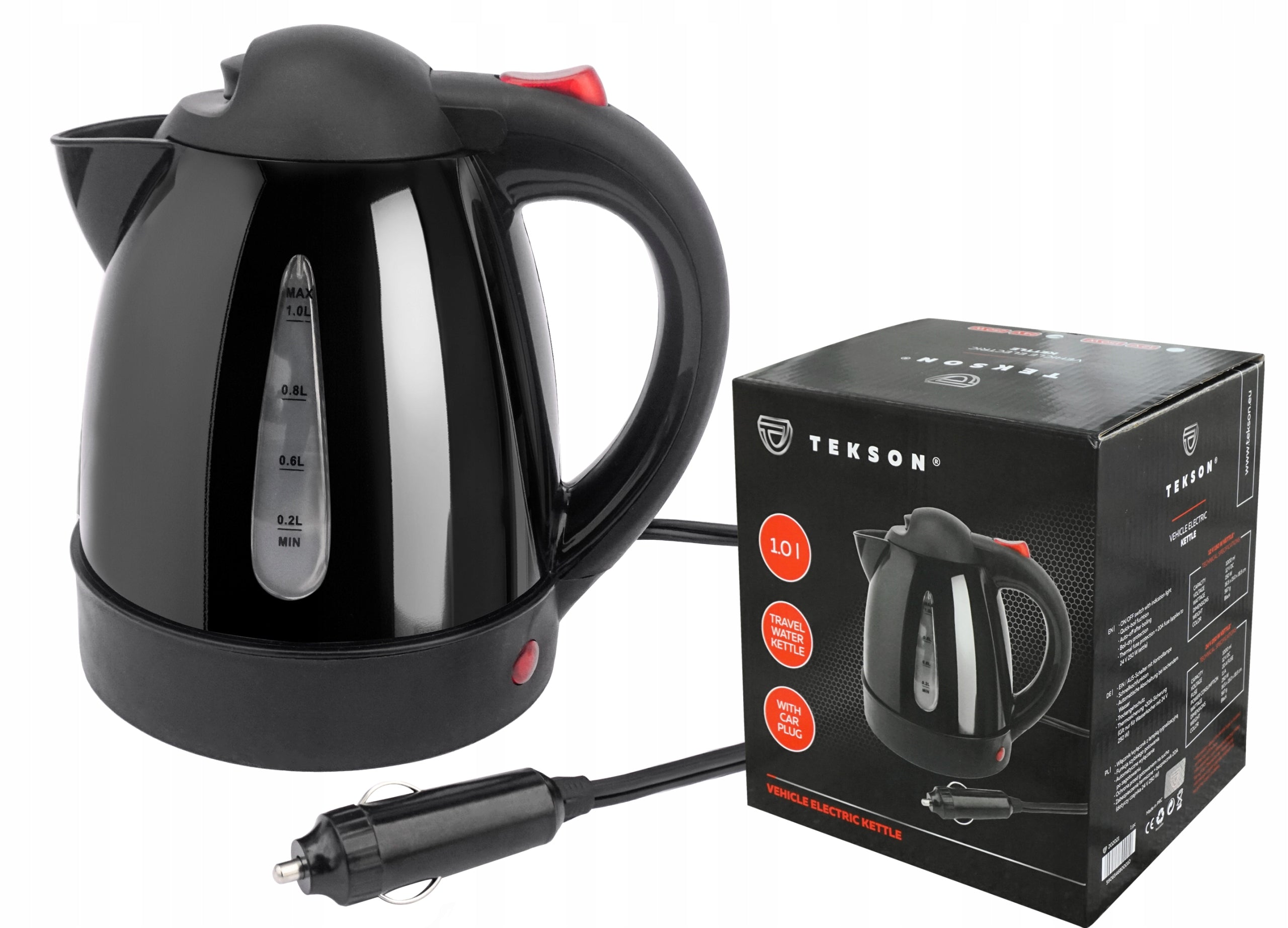 Electric Kettle For Car Plug Black For Travel 24V 1L 250W EAN (GTIN) 5906142954964