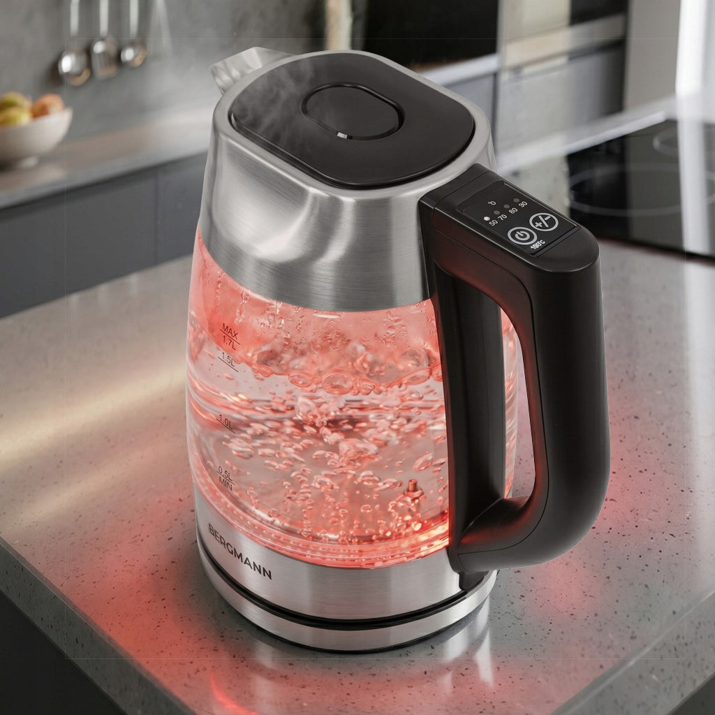Electric Kettle Glass 1,7L BERGMANN 2200W with temperature control Manufacturer code MTP008051