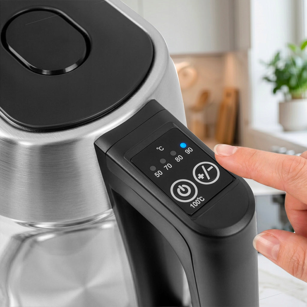 Electric Kettle Glass 1,7L BERGMANN 2200W with temperature control Packaging status original