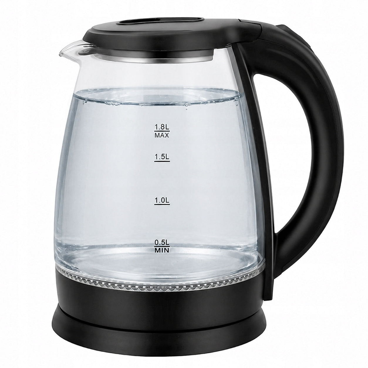 Electric Kettle Glass Backlight LED Stainless Steel 1,8L Black Packaging status original