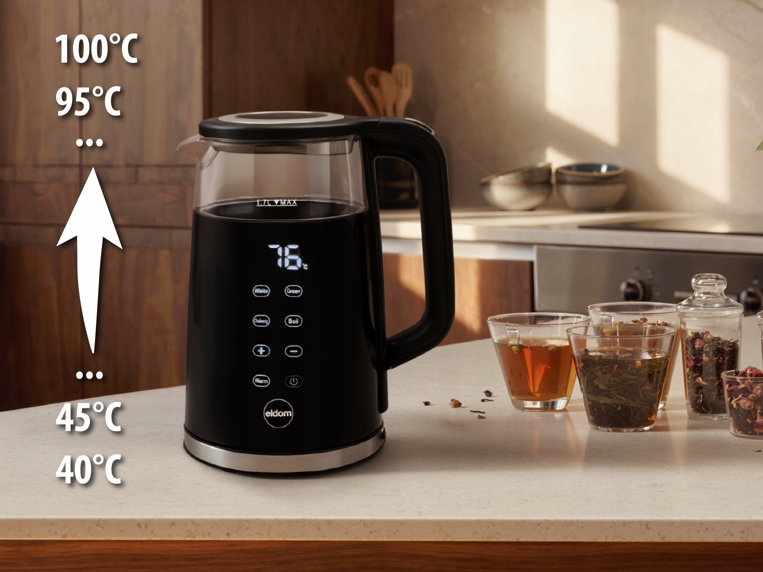 Electric Kettle Glass Wireless Adjustable 2200w 1,7l C530 LED Manufacturer code c530