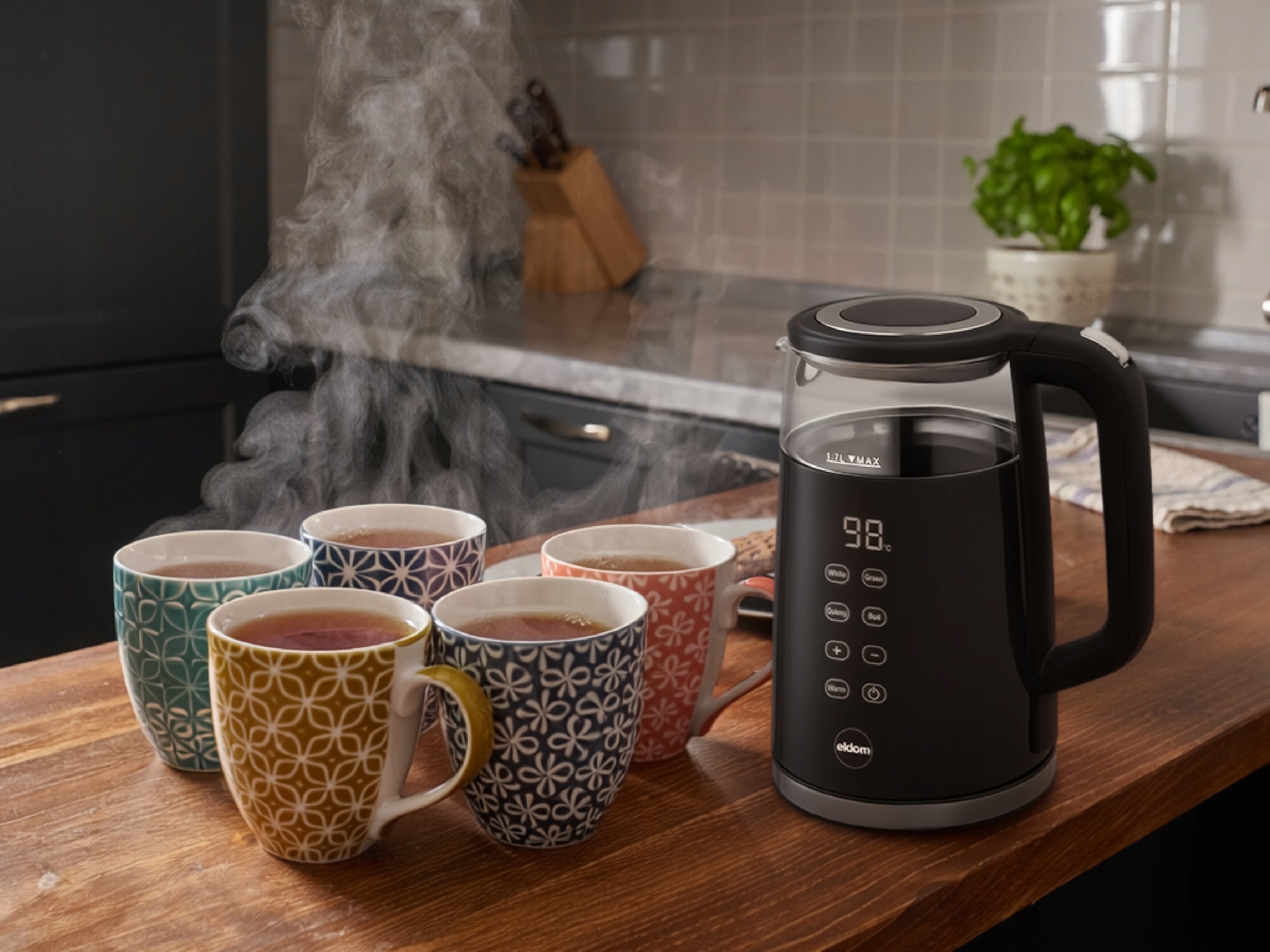 Electric Kettle Glass Wireless Adjustable 2200w 1,7l C530 LED Packaging status original