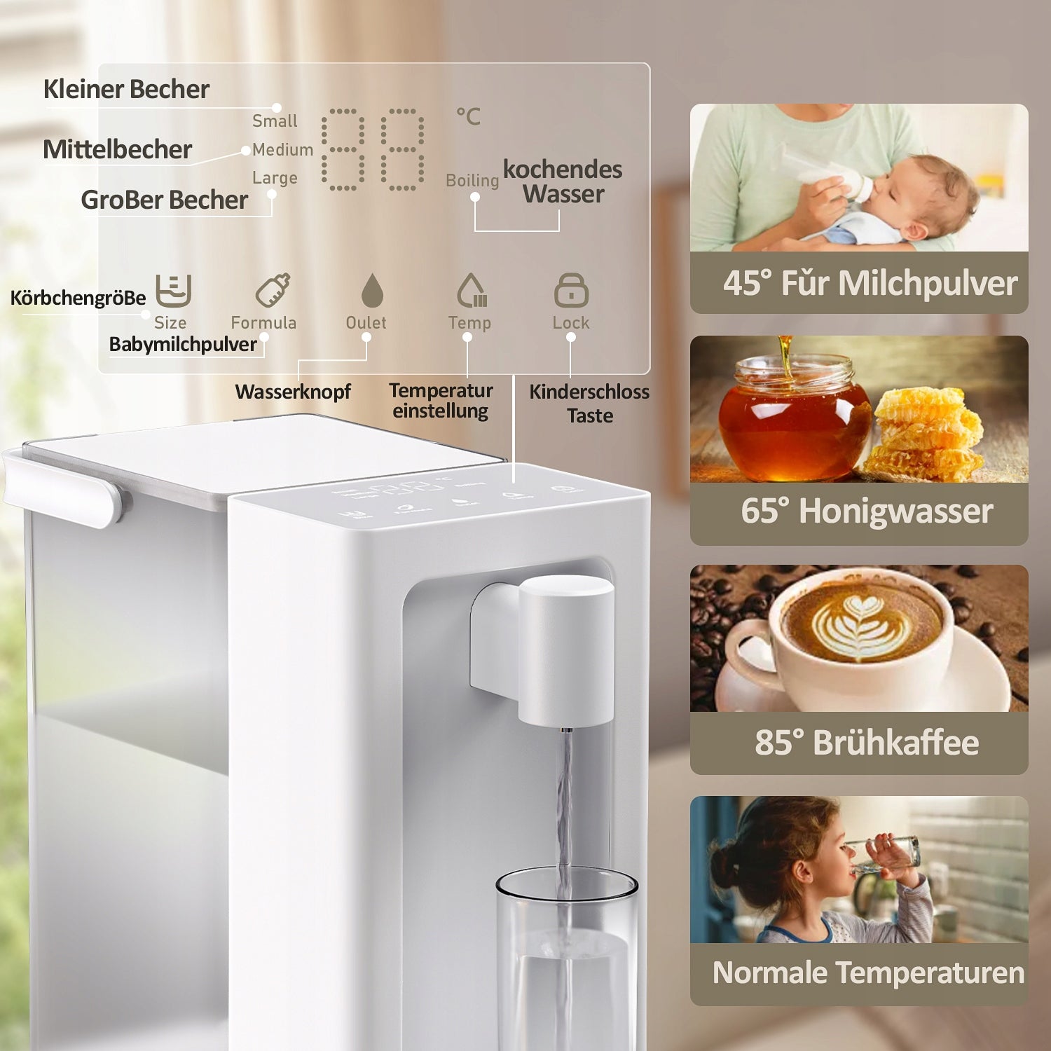 Electric Kettle, Hot Water Dispenser, 3 L,Temperature Settings (25–100°C) Packaging status original