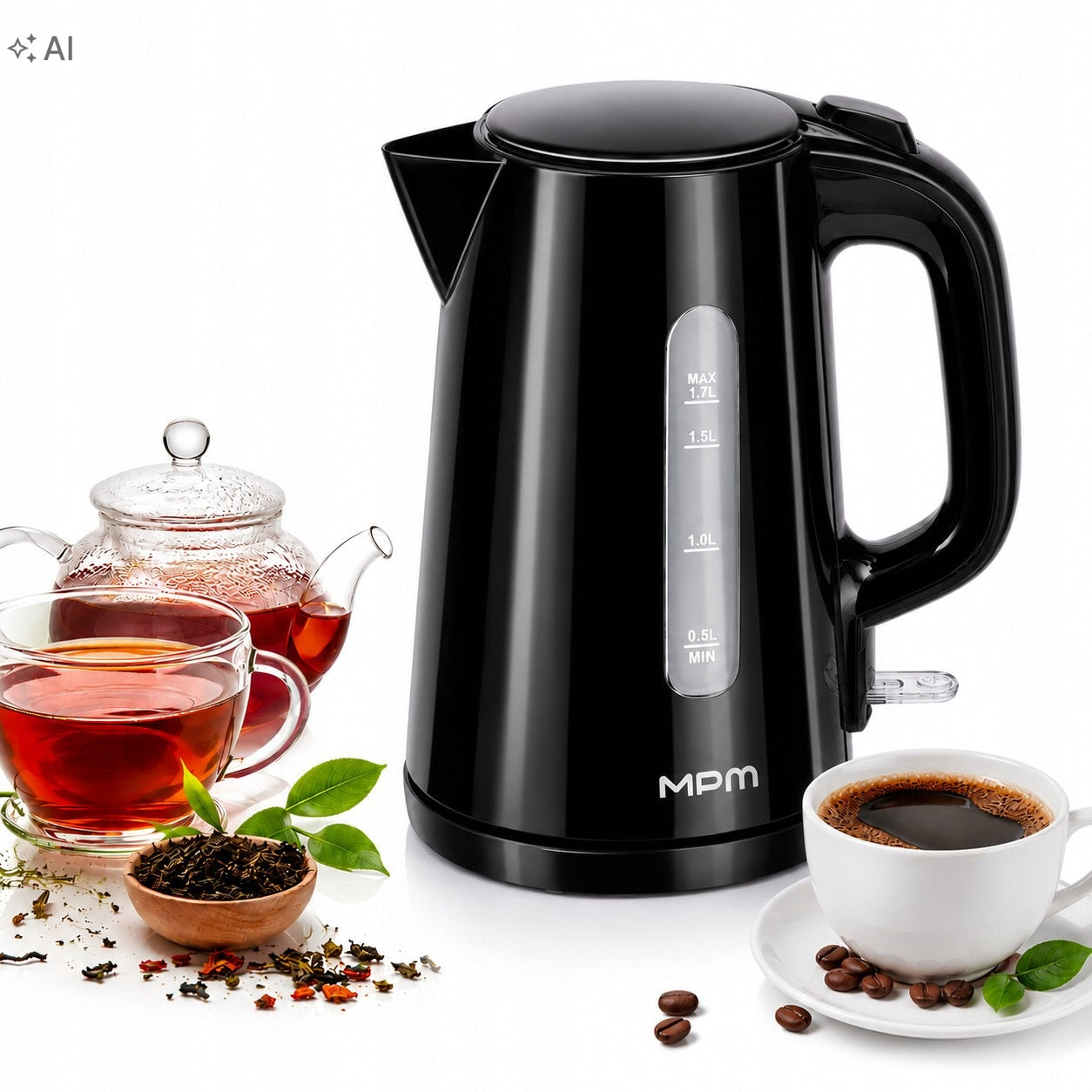 Electric Kettle MPM MCZ-133 1,7L 2200W Filter Base 360° black strong