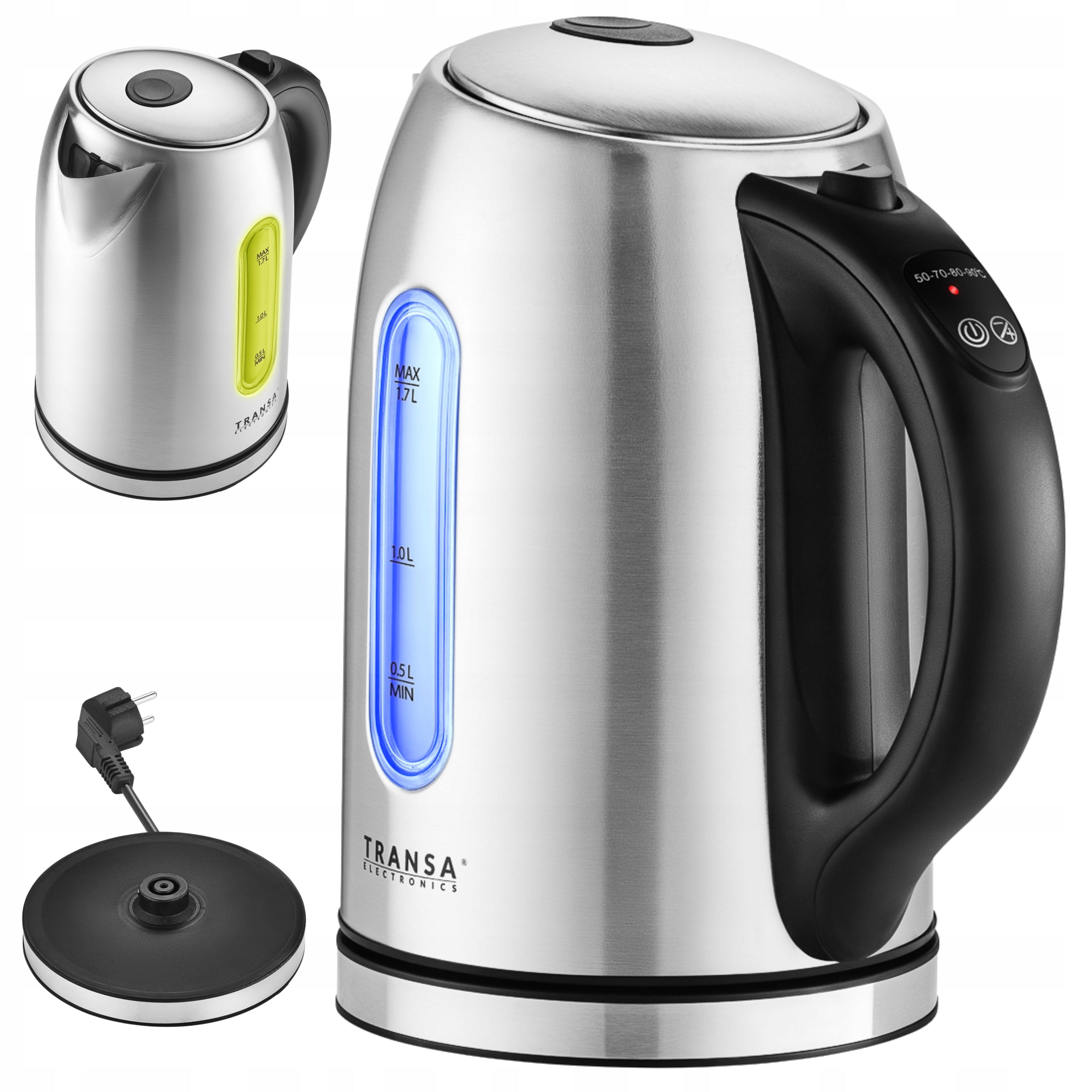 Electric Kettle TEMPERATURE CONTROL STAINLESS STEEL LED 2200W 1,7L