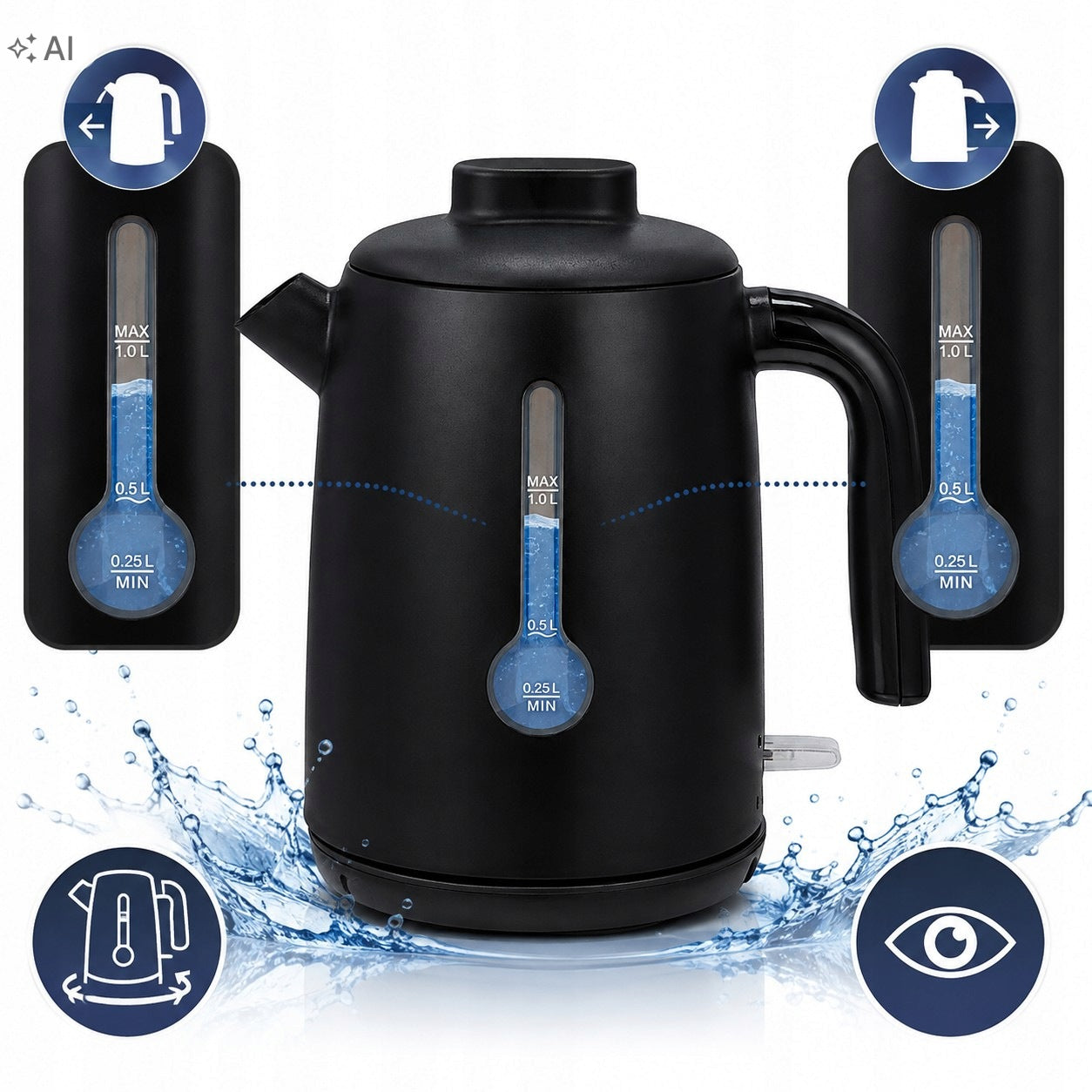 Electric Kettle Tourist MPM MCZ-127/C 1L 2200W Black Filter Small Packaging status original