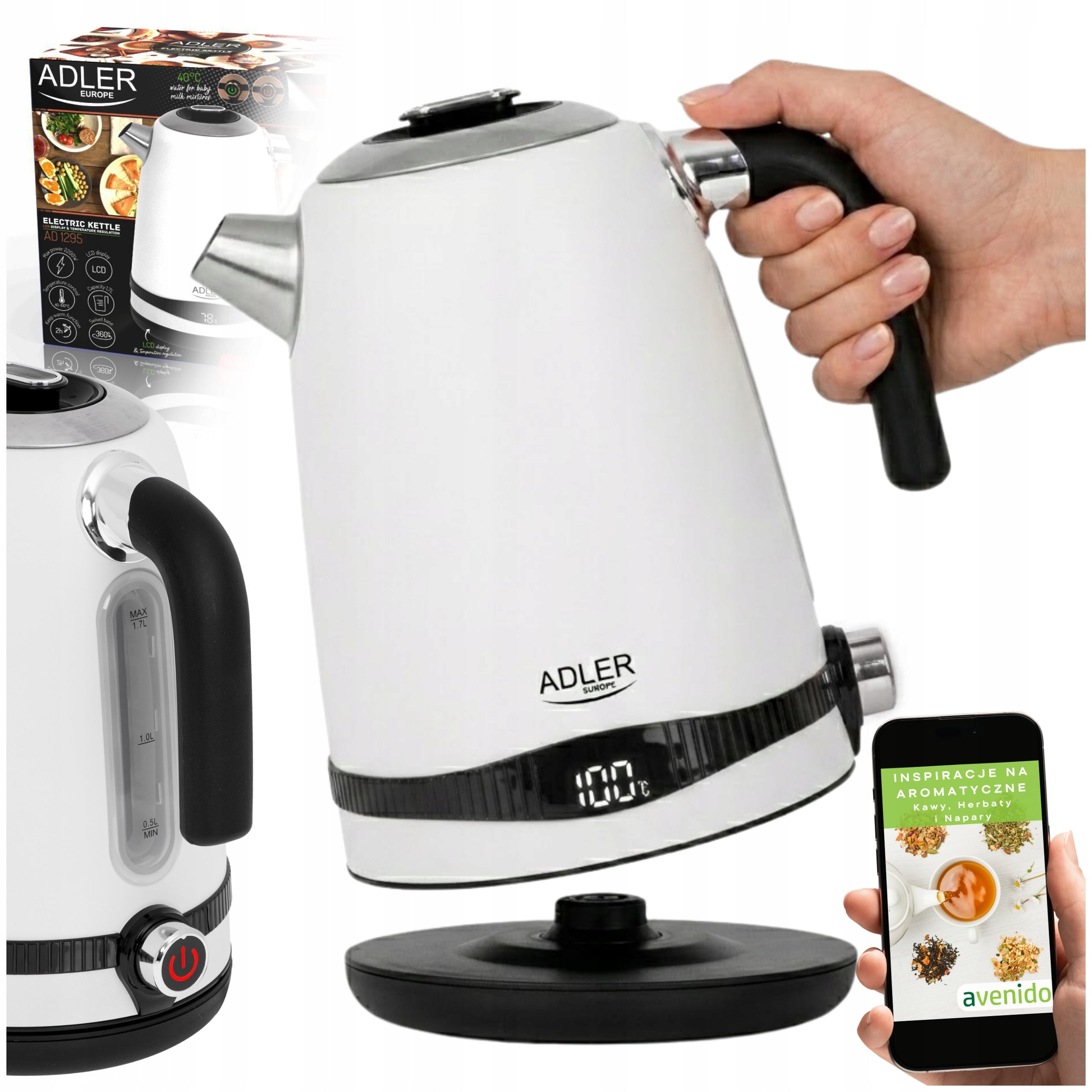Electric Kettle Wireless Metal 1,7L 2200W Temperature Control