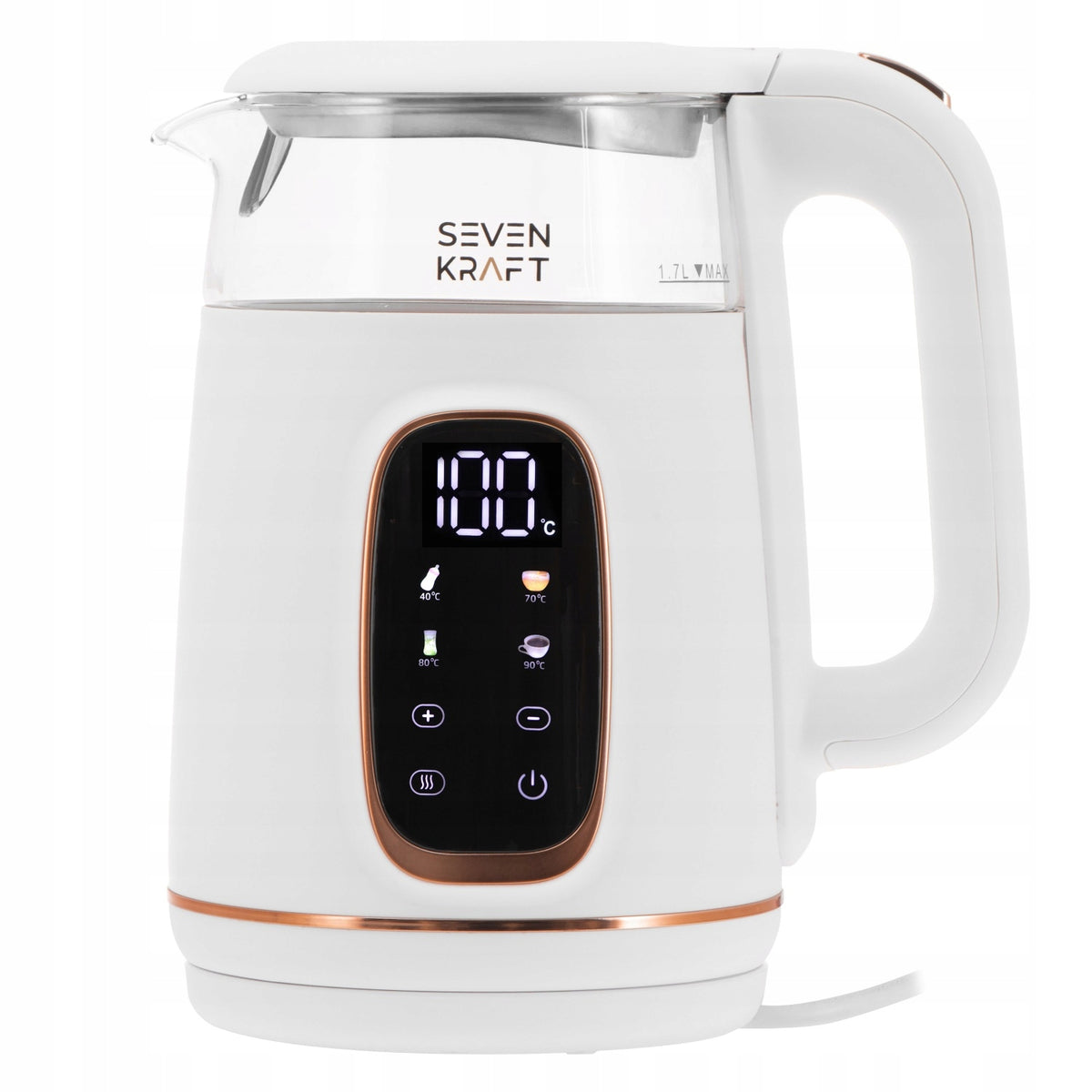 Electric Kettle with Adjustable Temperature 1.7L LED Touch Panel White Packaging status original